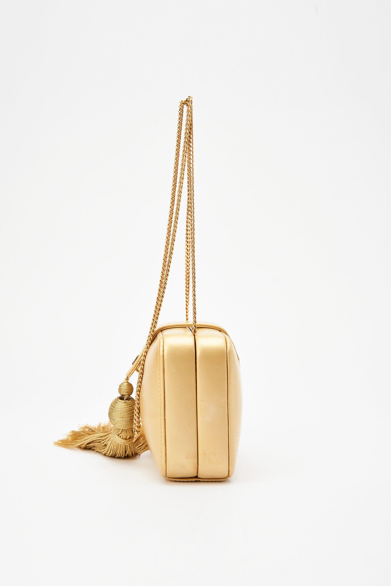 Vintage Loewe Gold Leather Crossbody With Tassel