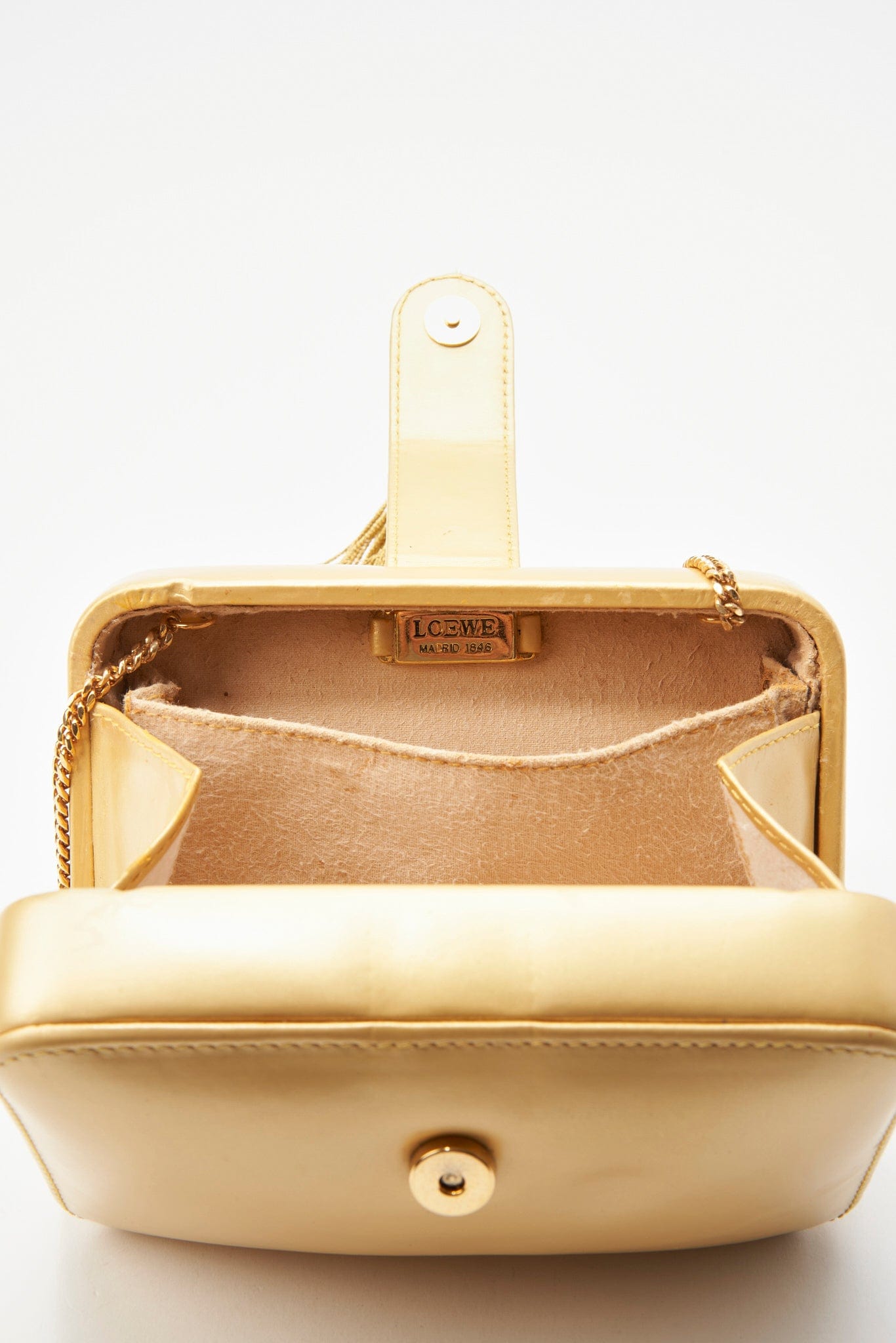 Vintage Loewe Gold Leather Crossbody With Tassel