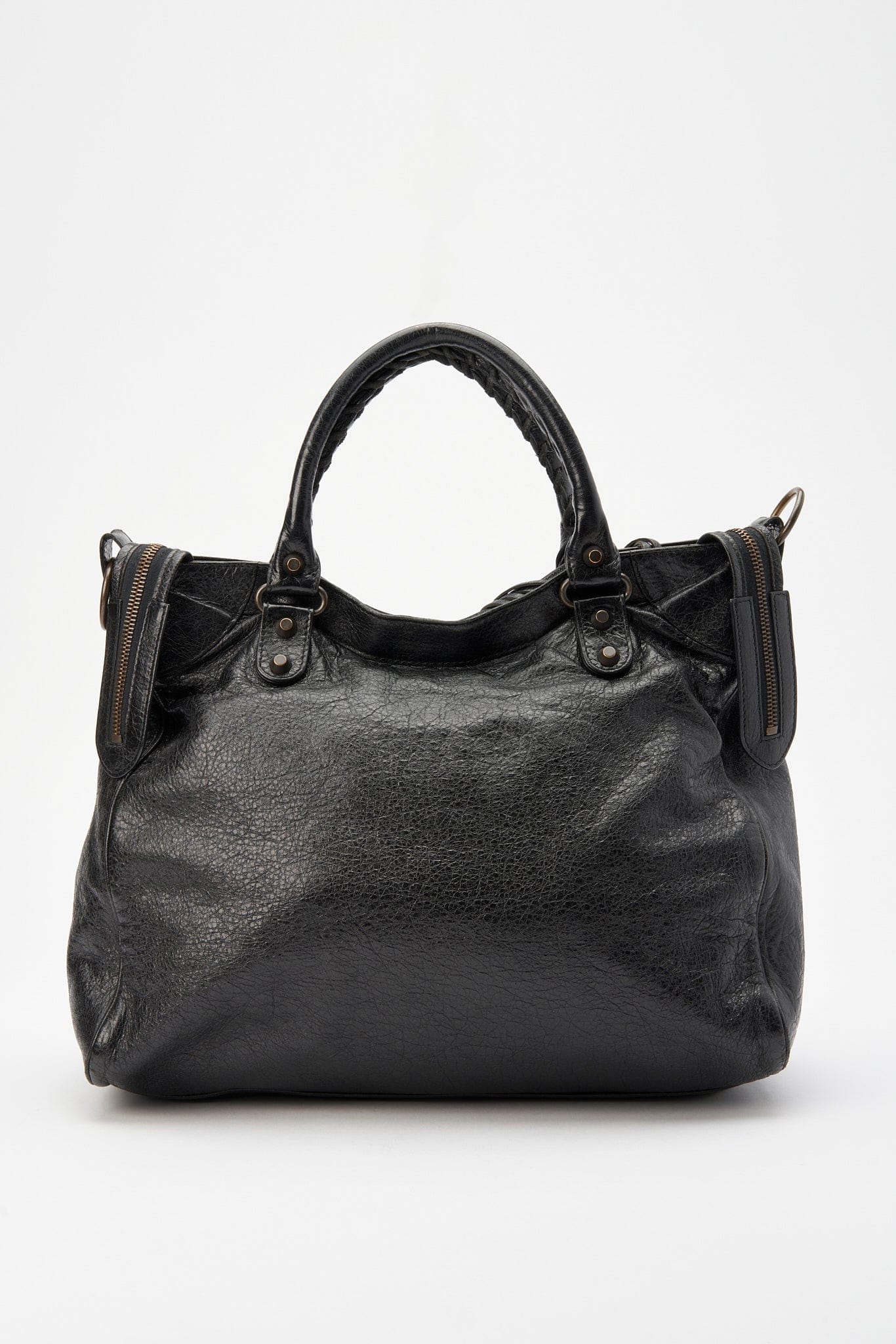 Vintage Balenciaga Black Leather City Bag