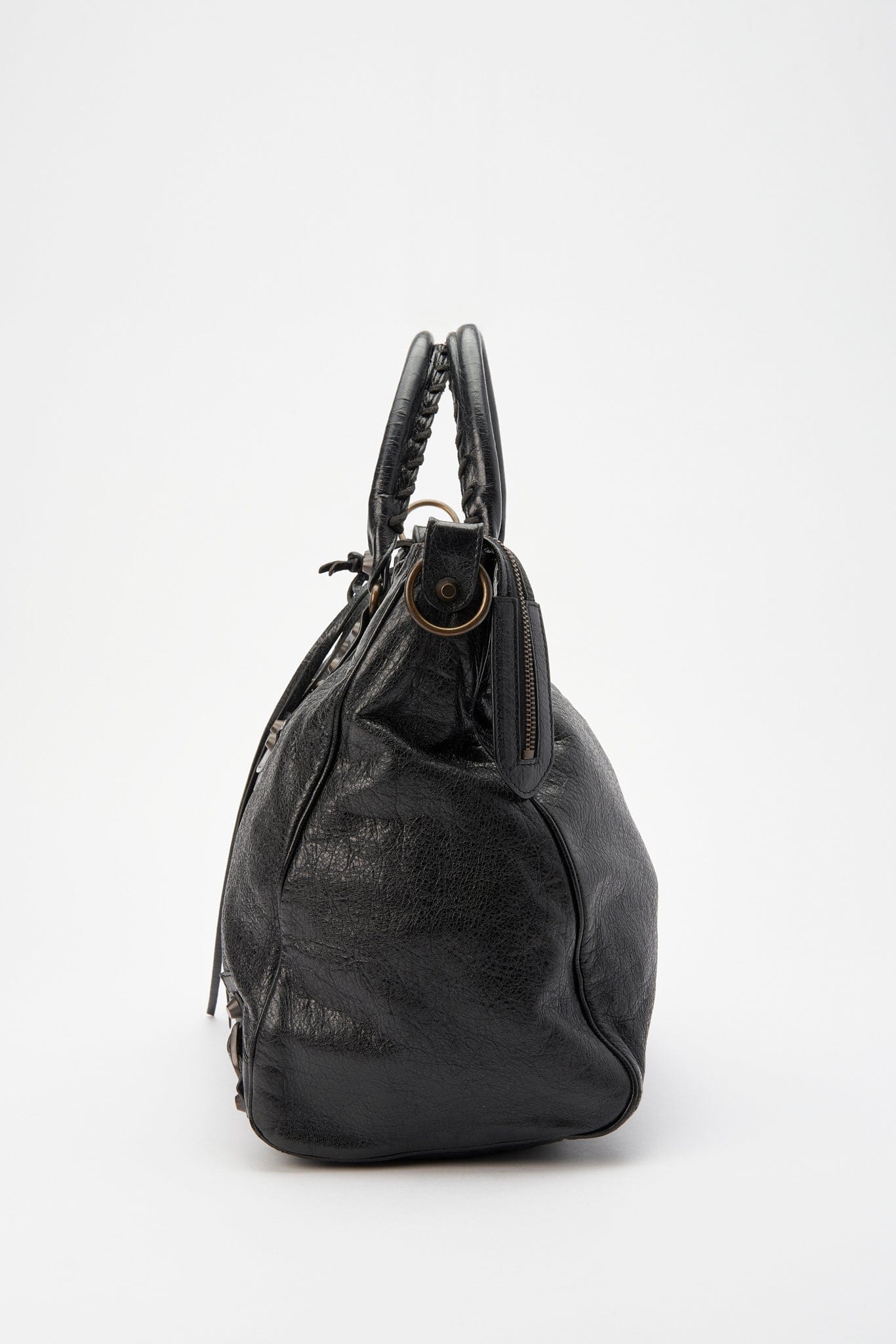 Vintage Balenciaga Black Leather City Bag