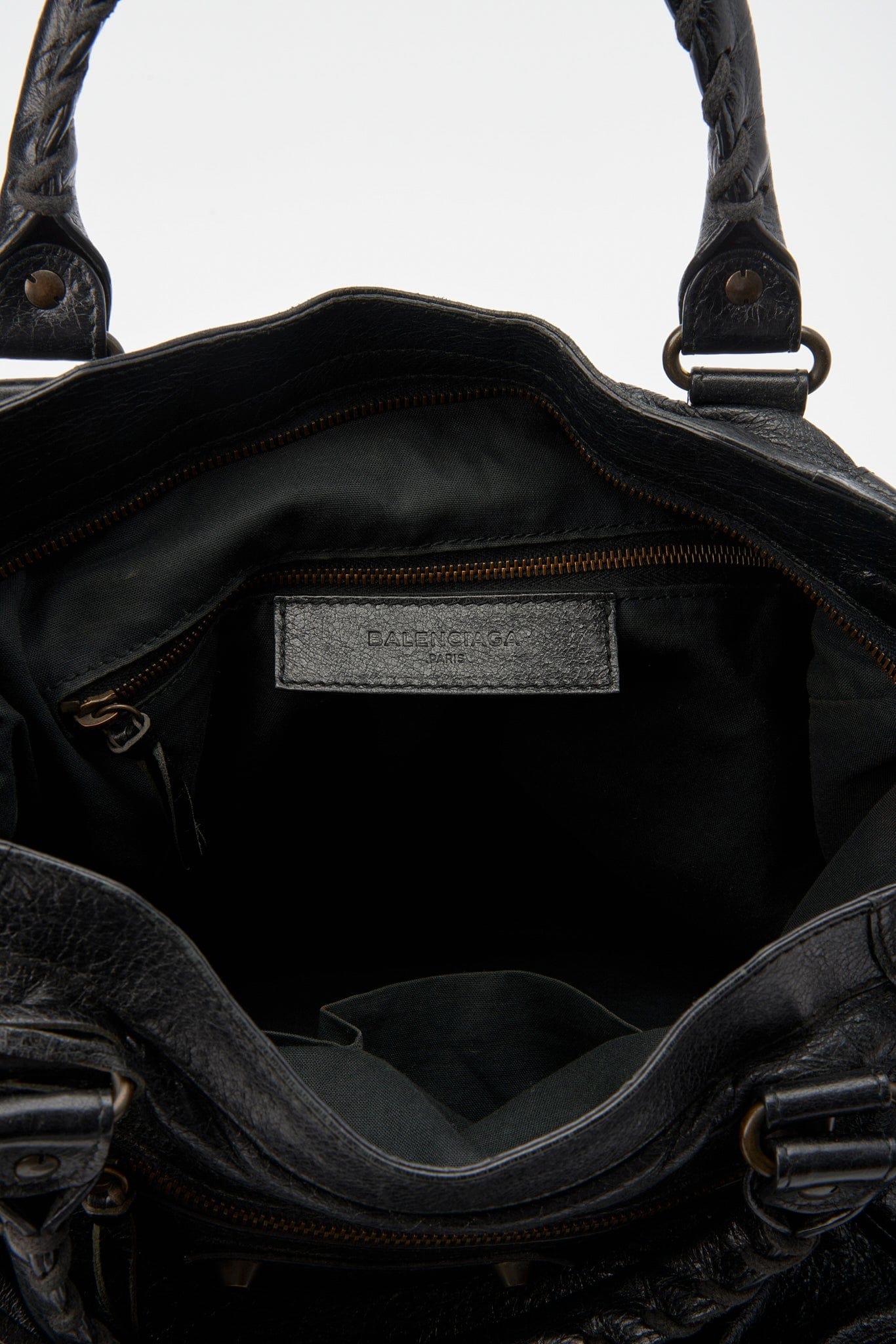 Vintage Balenciaga Black Leather City Bag