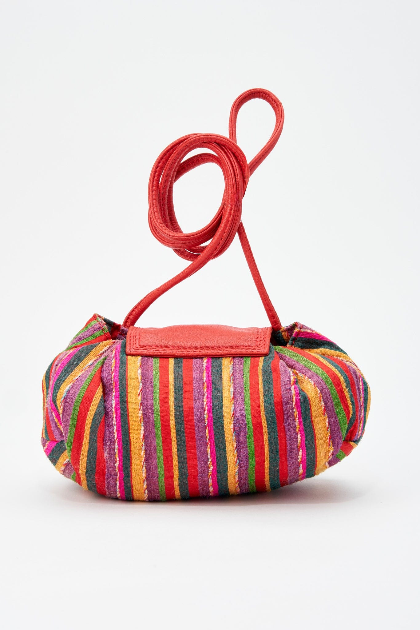 Vintage Loewe Multicolour Fabric Striped Bag With Tassel