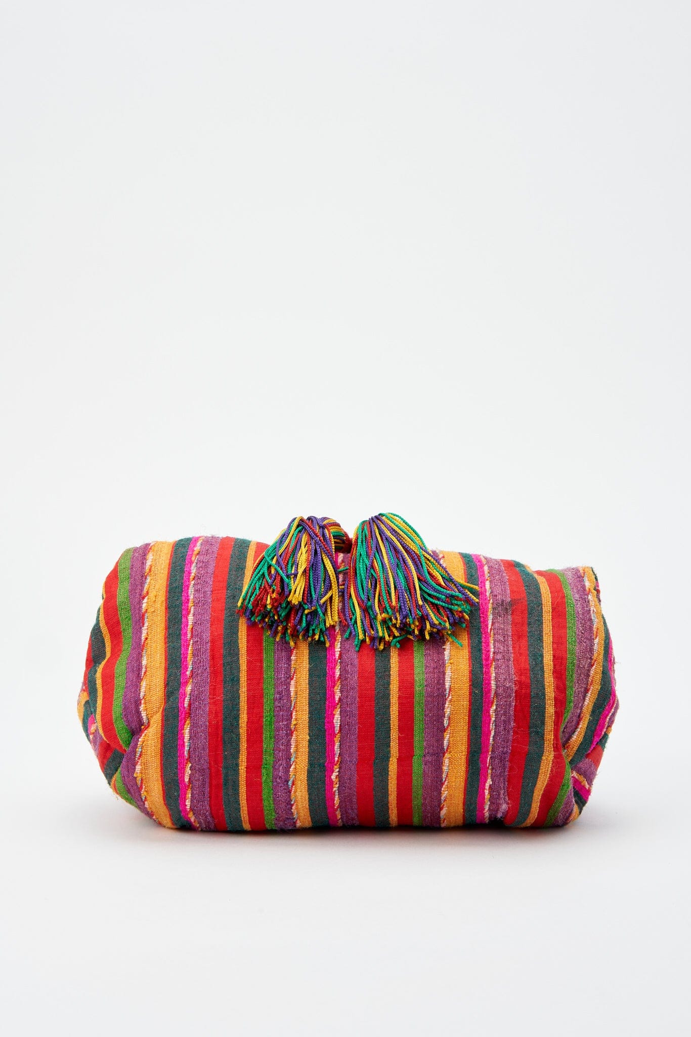 Vintage Loewe Multicolour Fabric Striped Bag With Tassel