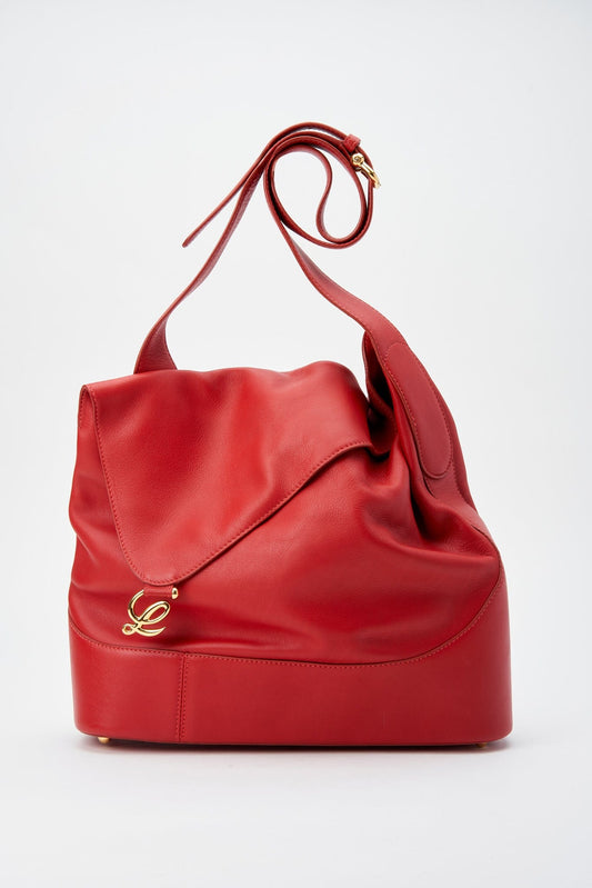 Vintage Loewe Red Leather Crossbody Bag