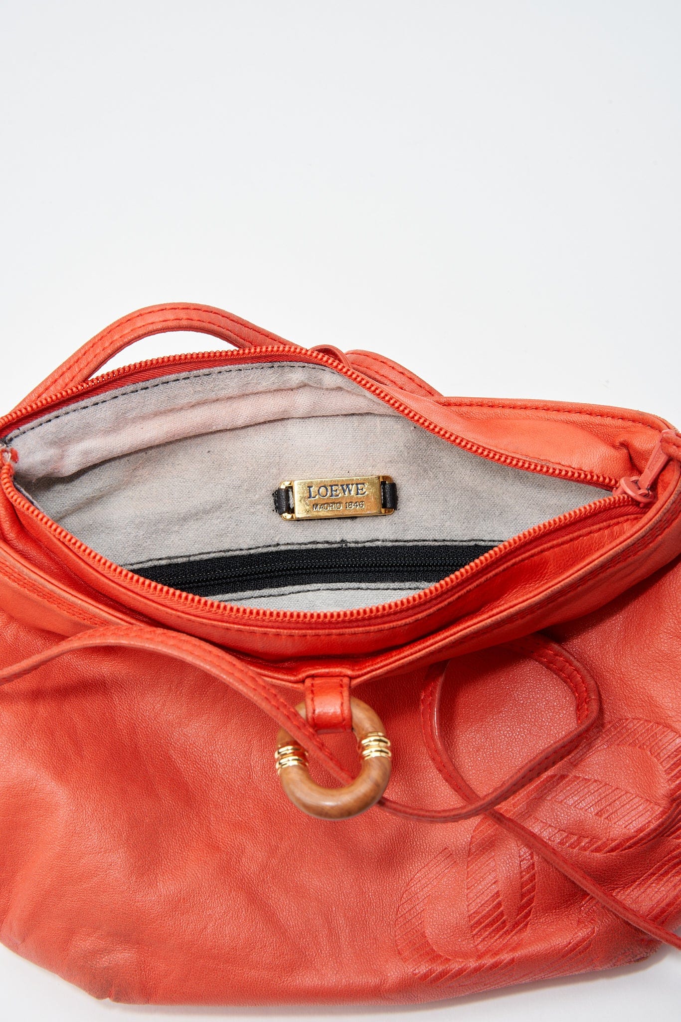 Vintage Loewe Orange Leather Crossbody Bag