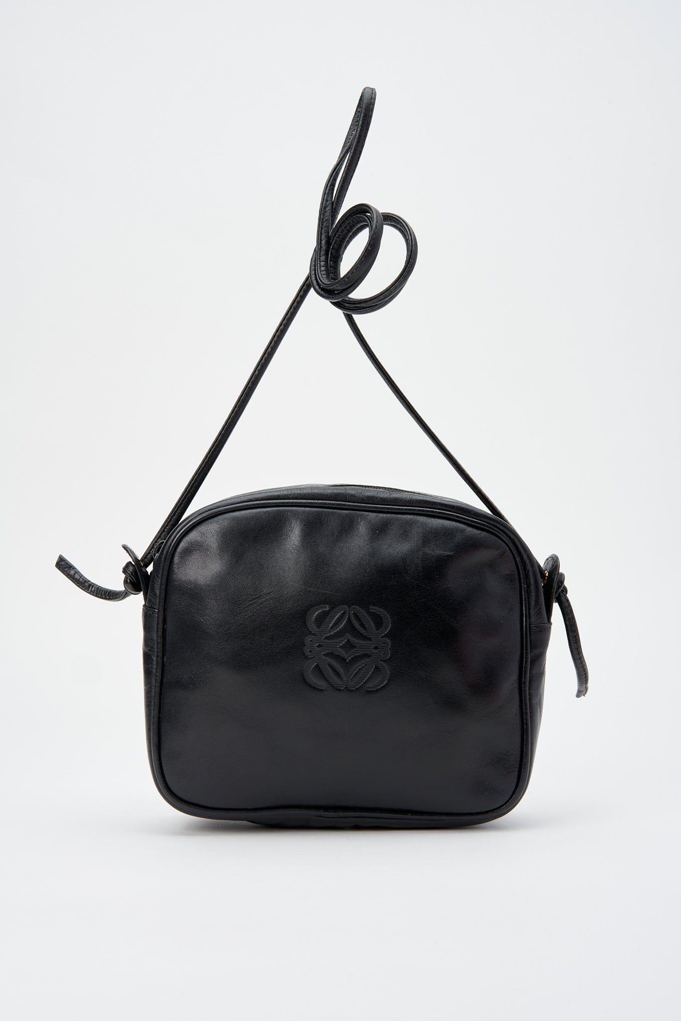 Vintage Loewe Black Leather Crossbody Bag