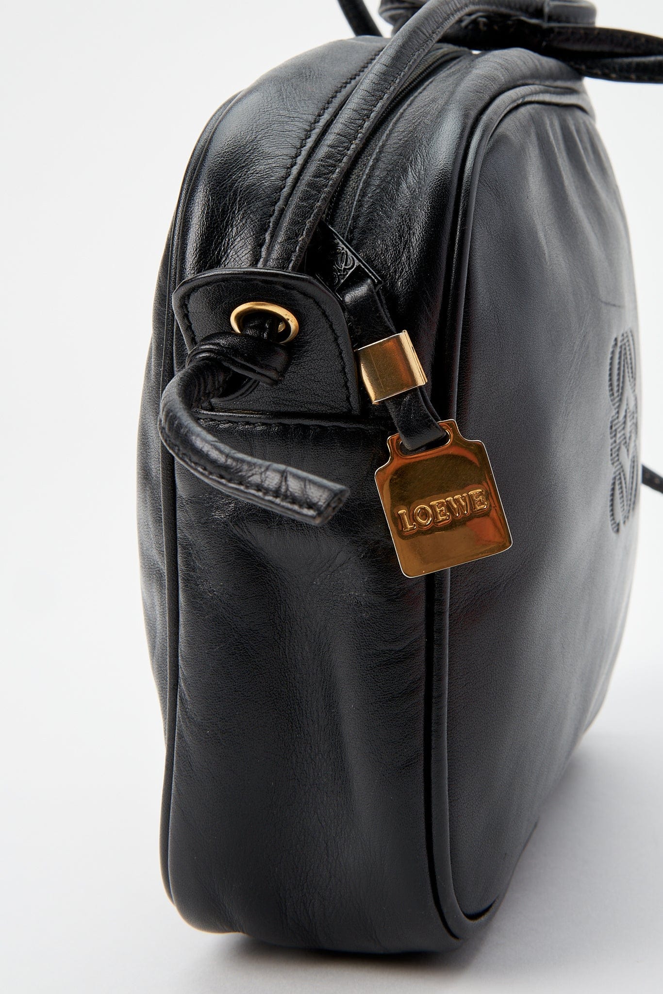 Vintage Loewe Black Leather Crossbody Bag