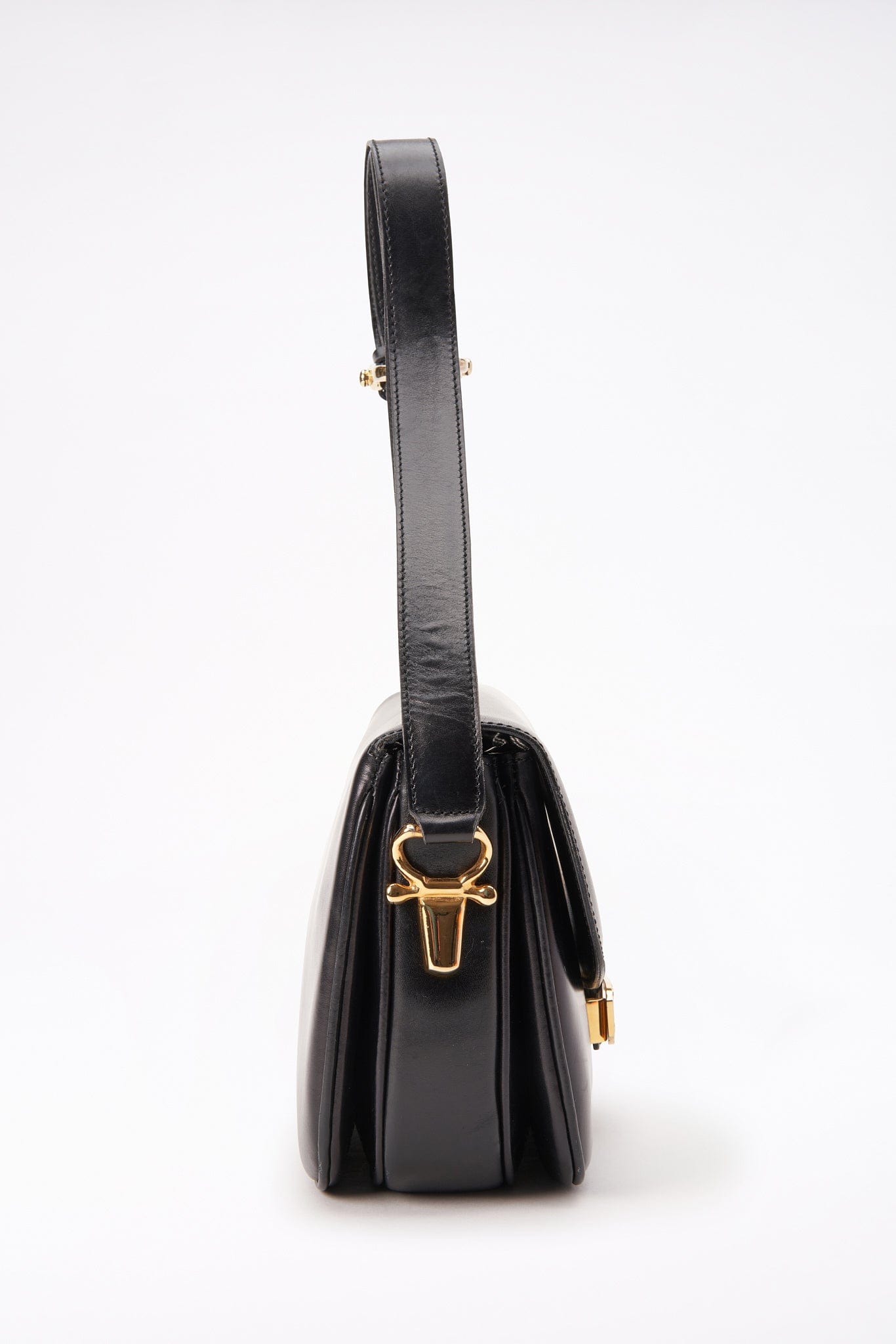 Vintage Celine Black Leather Triomphe Box Bag