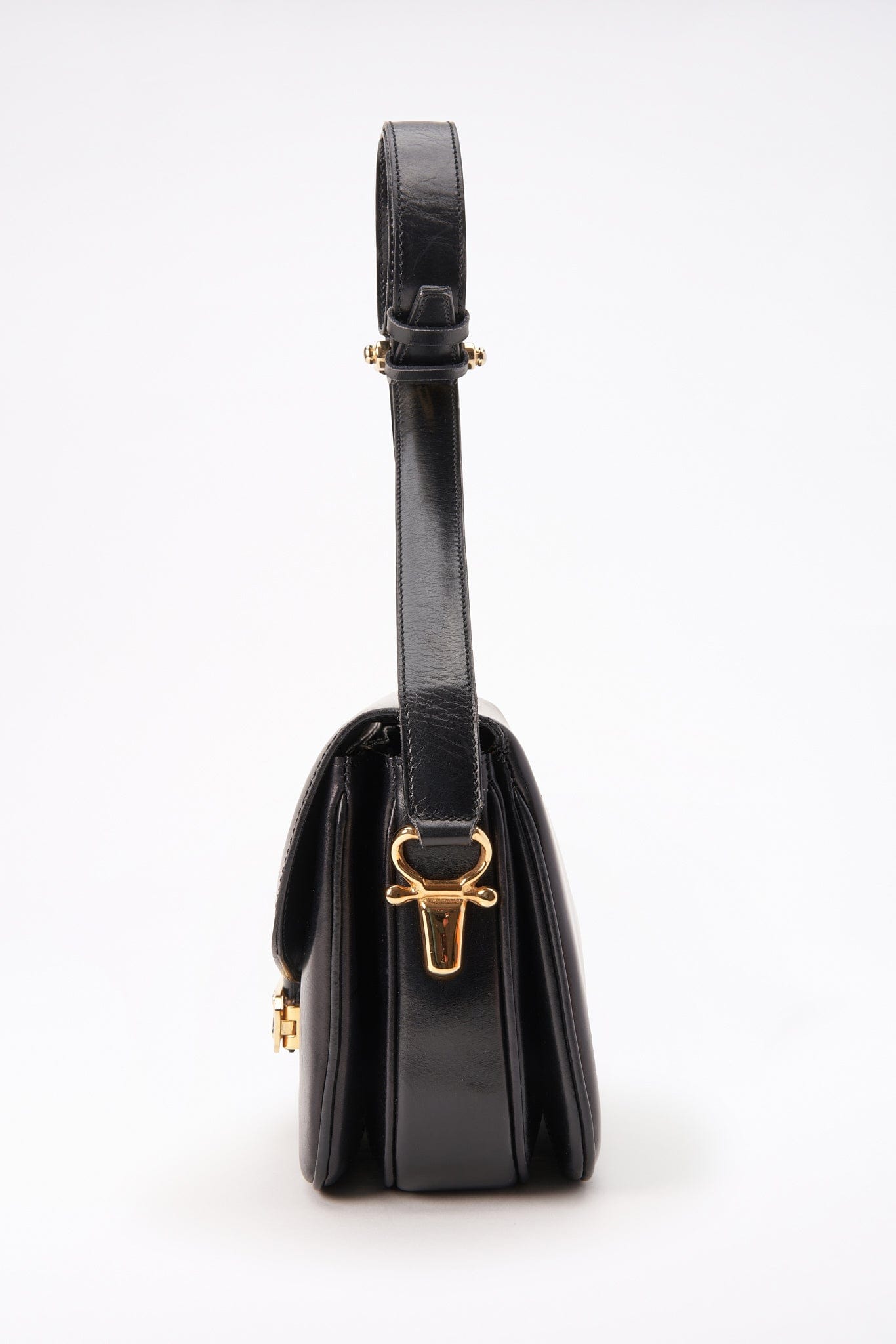 Vintage Celine Black Leather Triomphe Box Bag