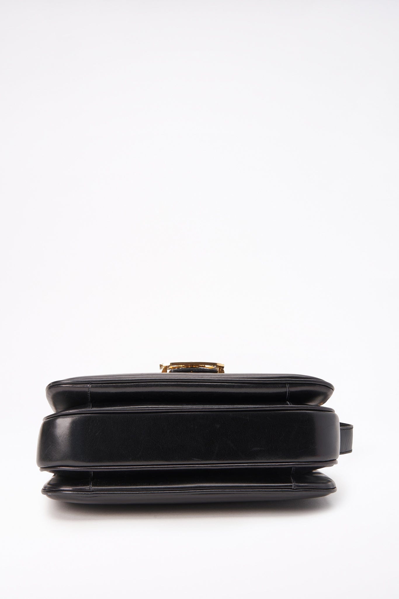 Vintage Celine Black Leather Triomphe Box Bag