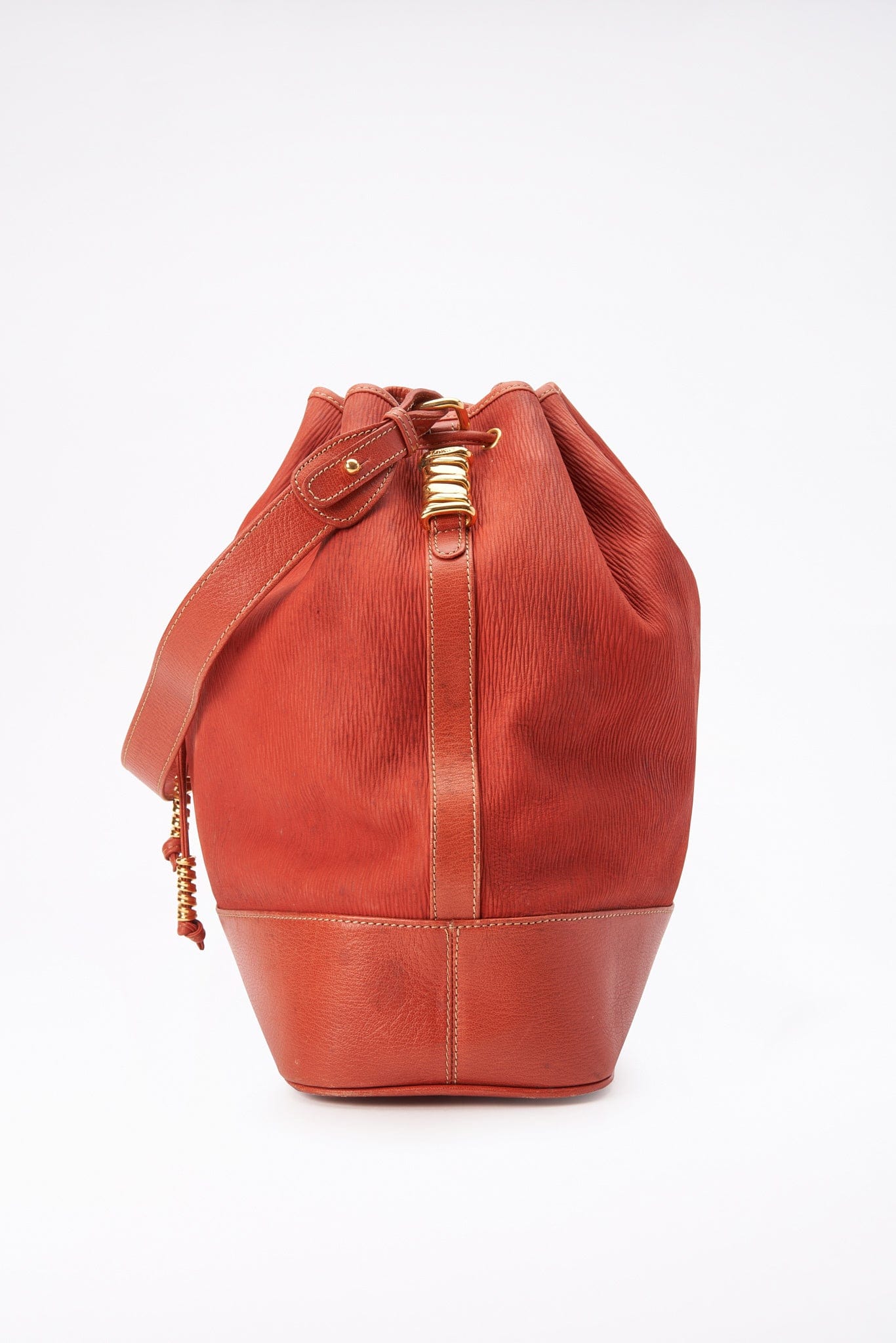 Vintage Loewe Red Leather Bucket Bag