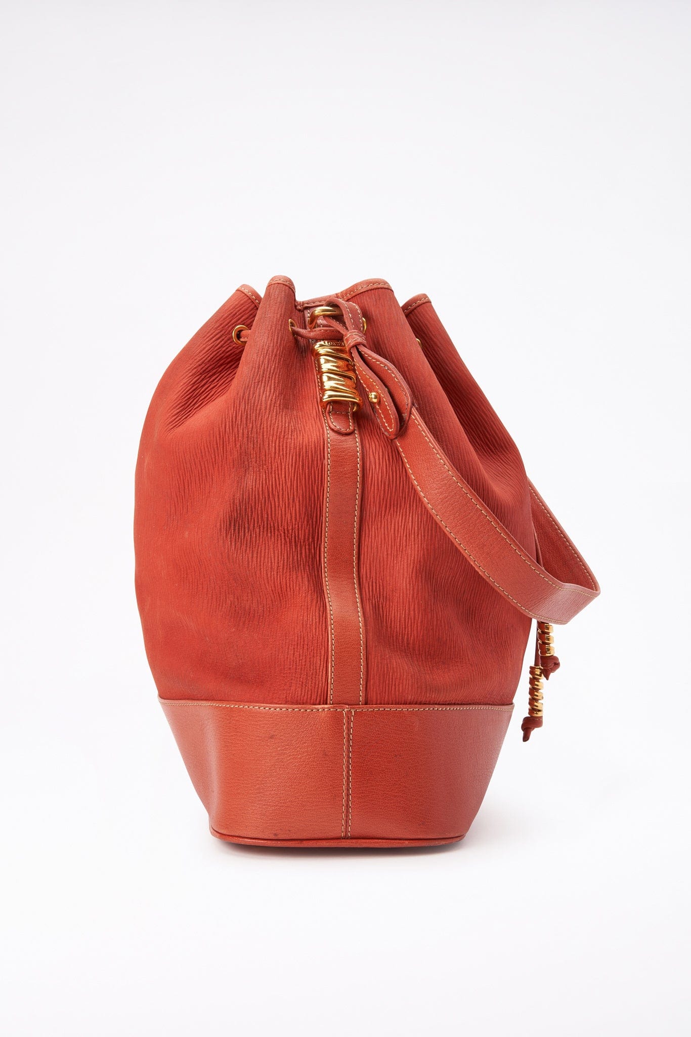 Vintage Loewe Red Leather Bucket Bag