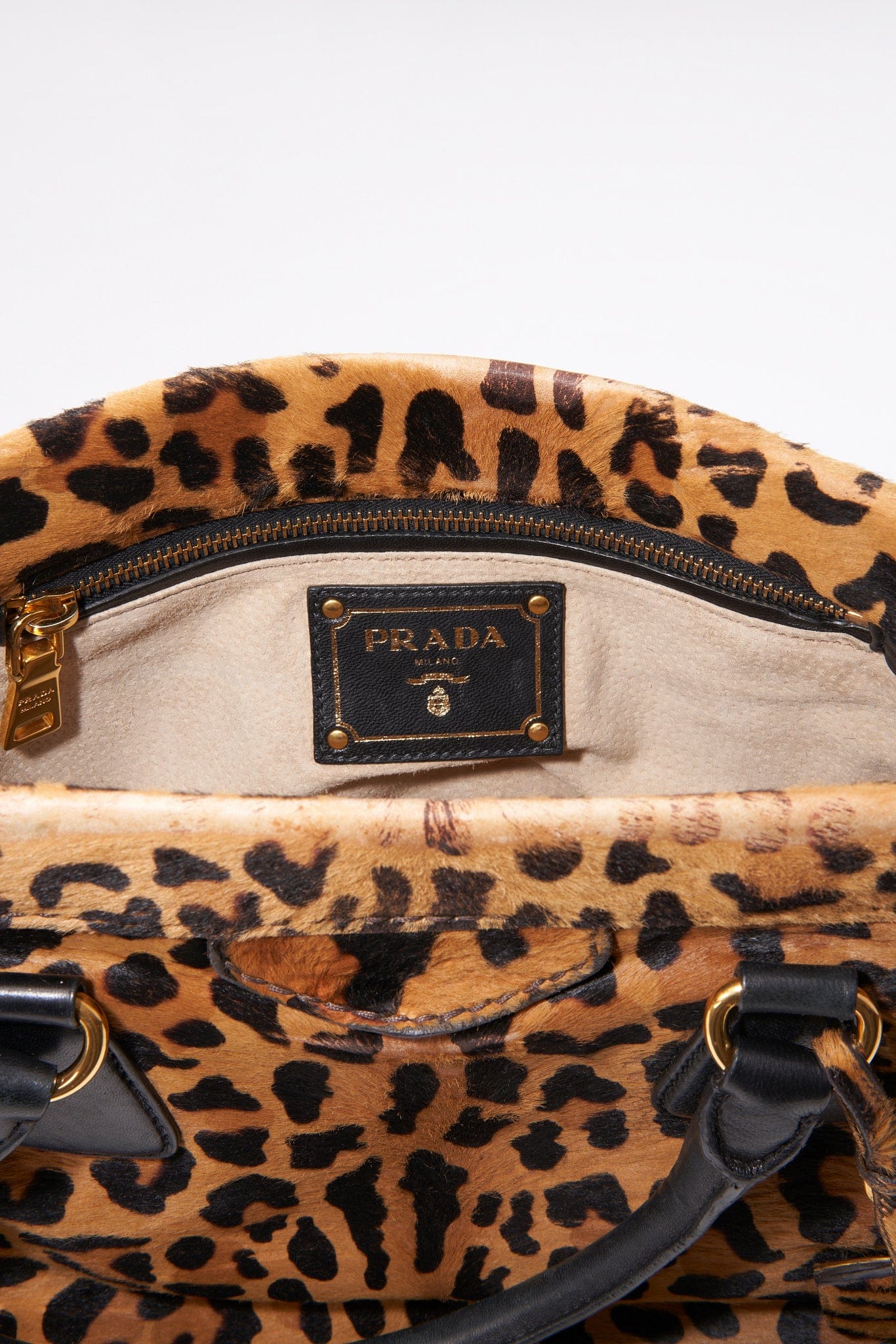 Vintage Prada Leopard Printed Calf Hair Bag