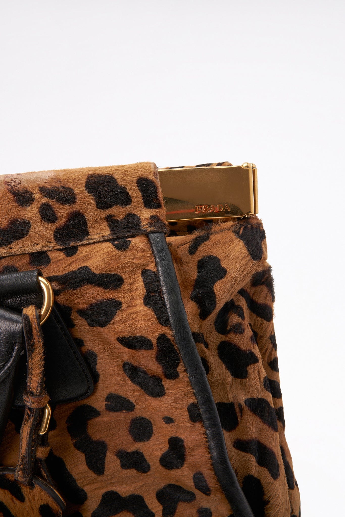 Vintage Prada Leopard Printed Calf Hair Bag