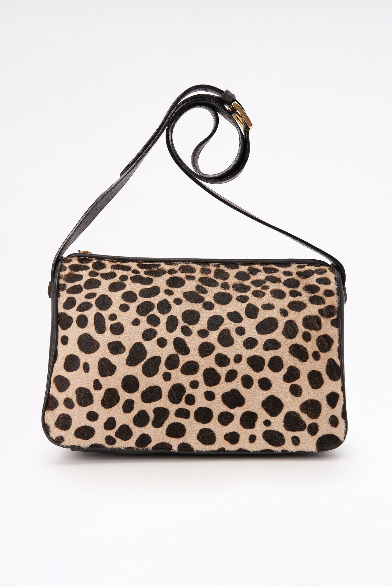 Vintage Paola Del Lungo Leopard Printed Calf Hair Crossbody Bag