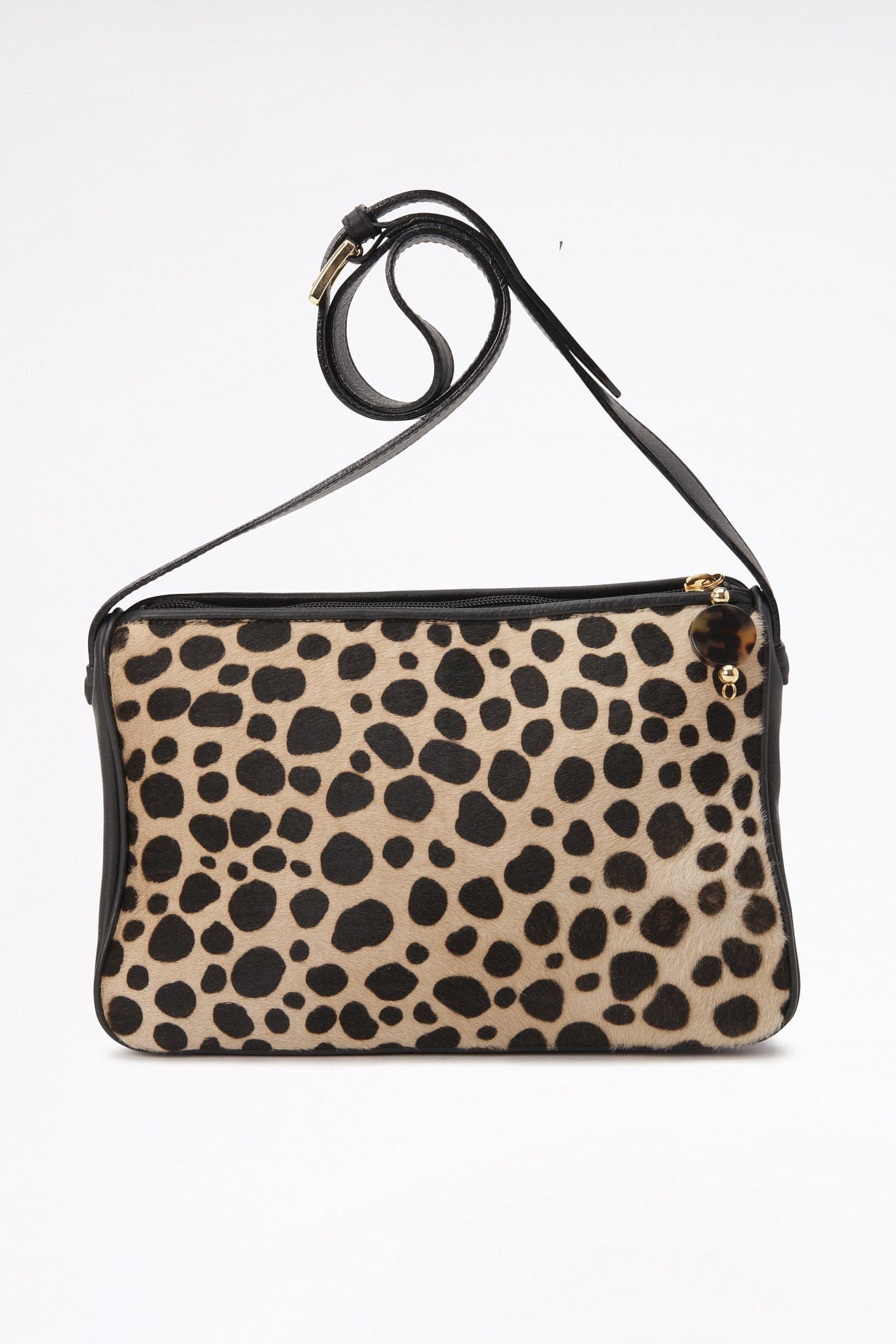 Vintage Paola Del Lungo Leopard Printed Calf Hair Crossbody Bag