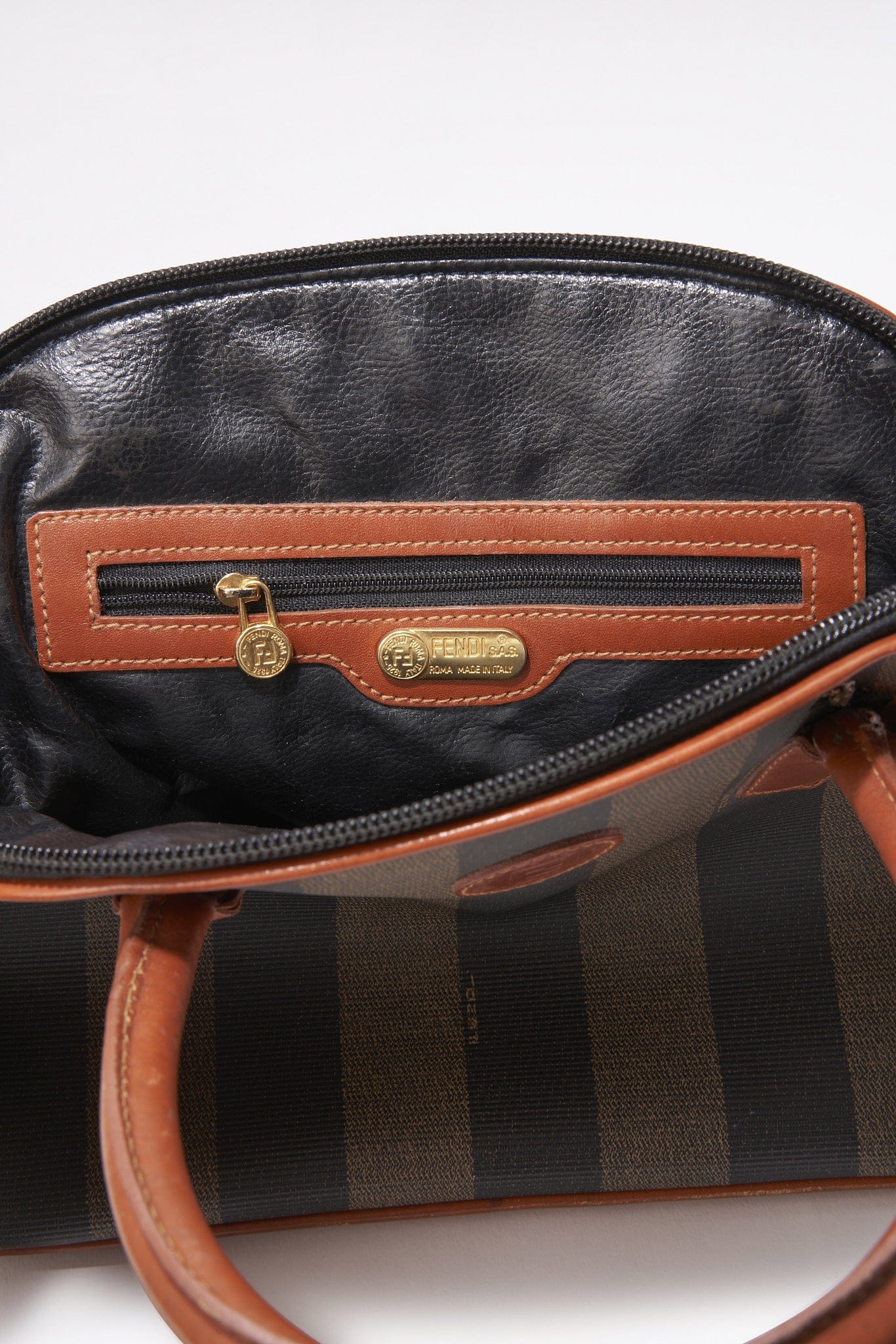 Fendi Vintage Striped Canvas Crossbody Bag