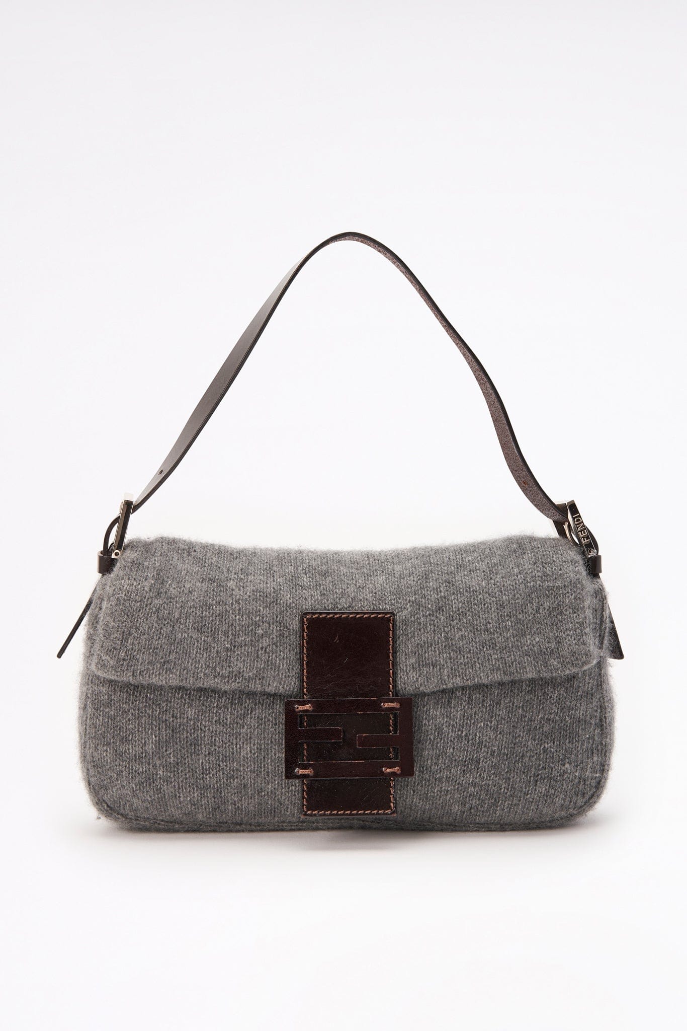 Fendi Baguette in Knitted Grey Cashmere