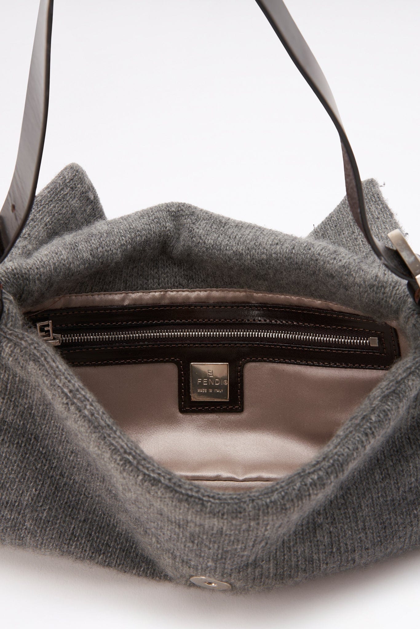 Fendi Baguette in Knitted Grey Cashmere