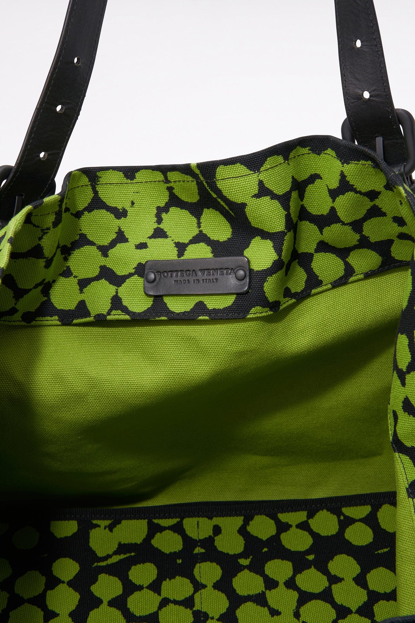 Bottega Veneta Green and Black Canvas and Leather Tote