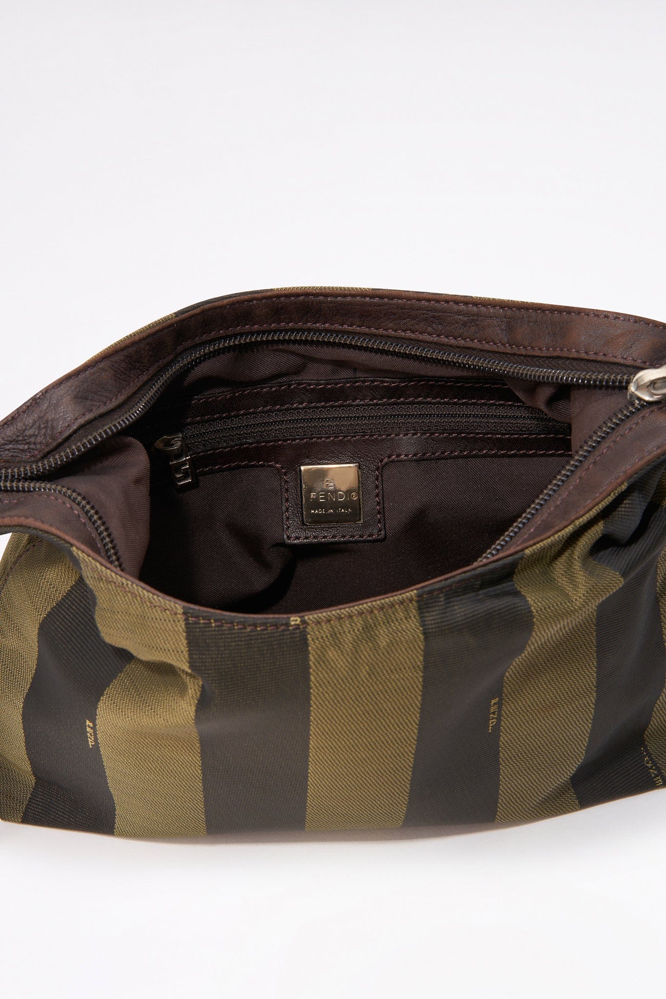 Fendi Vintage Striped Canvas Shoulder Bag