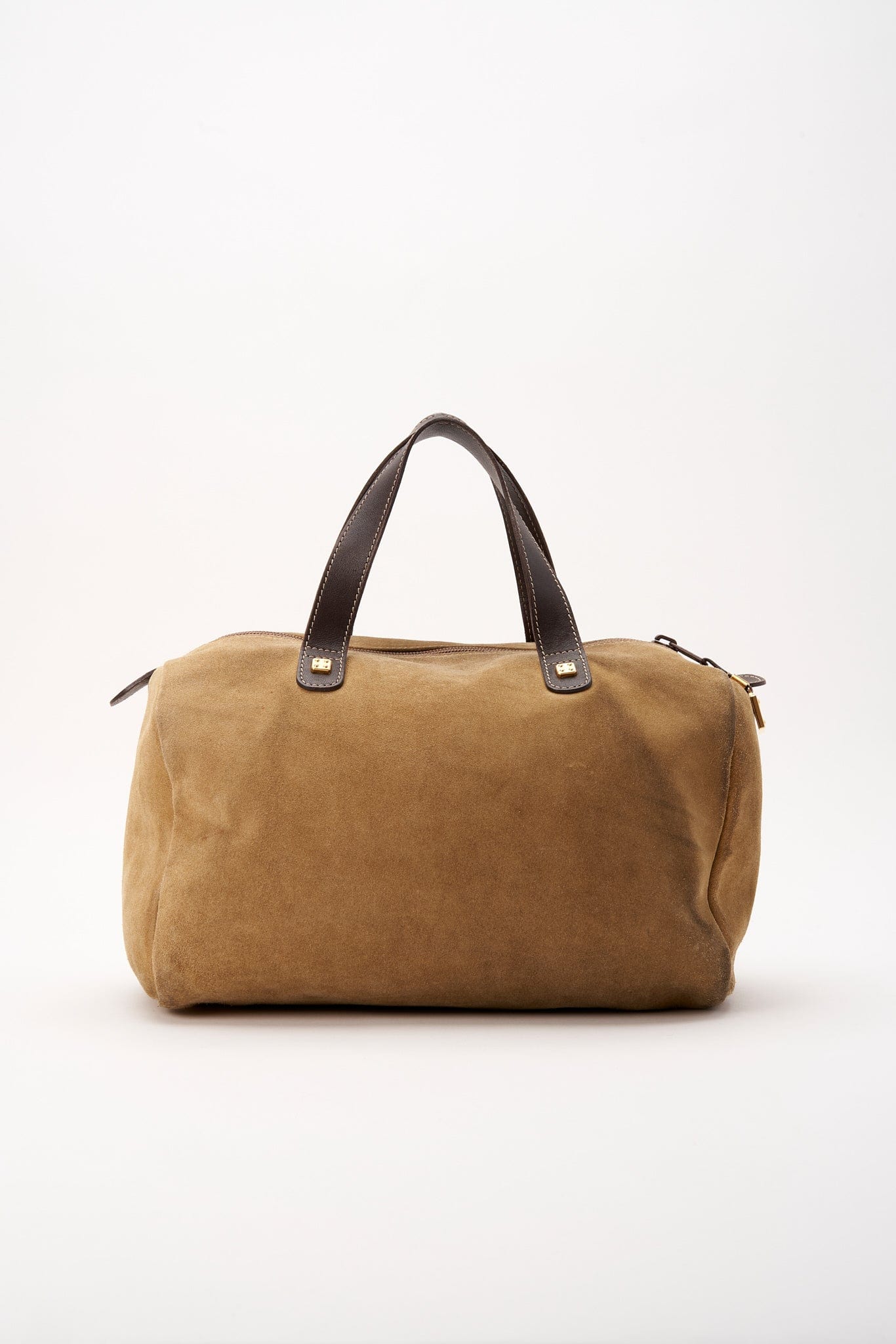 Vintage Loewe Beige Suede Bowling Bag