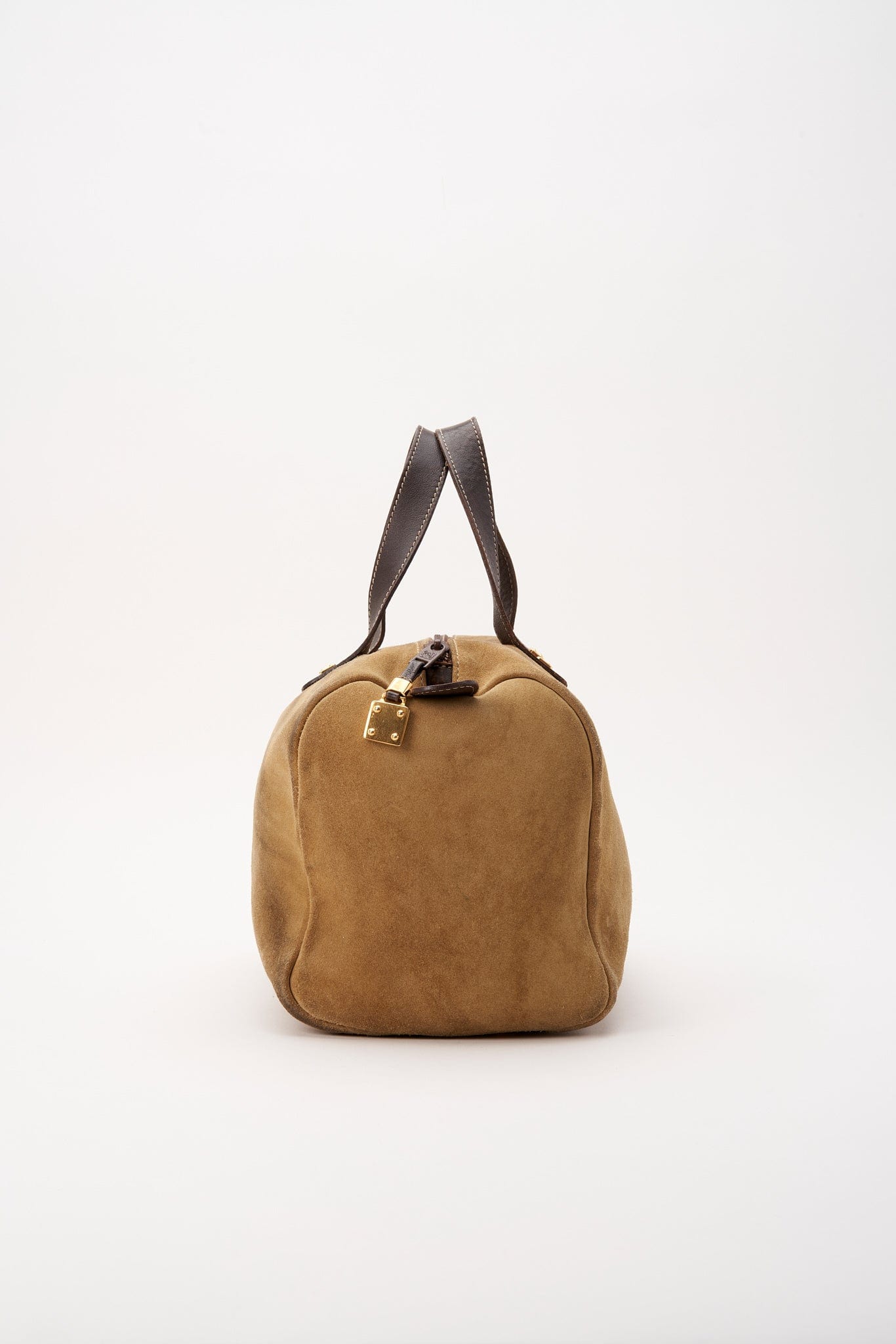 Vintage Loewe Beige Suede Bowling Bag