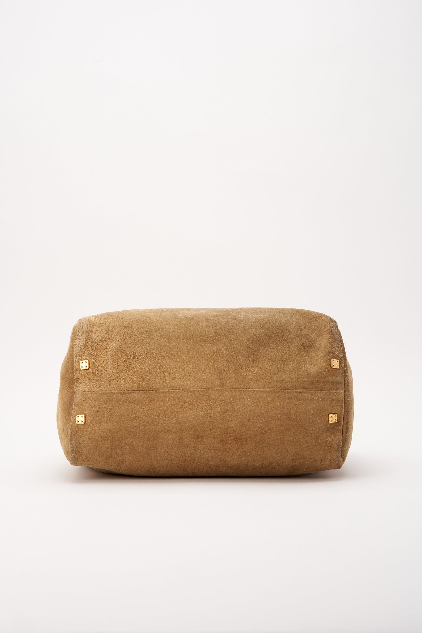 Vintage Loewe Beige Suede Bowling Bag