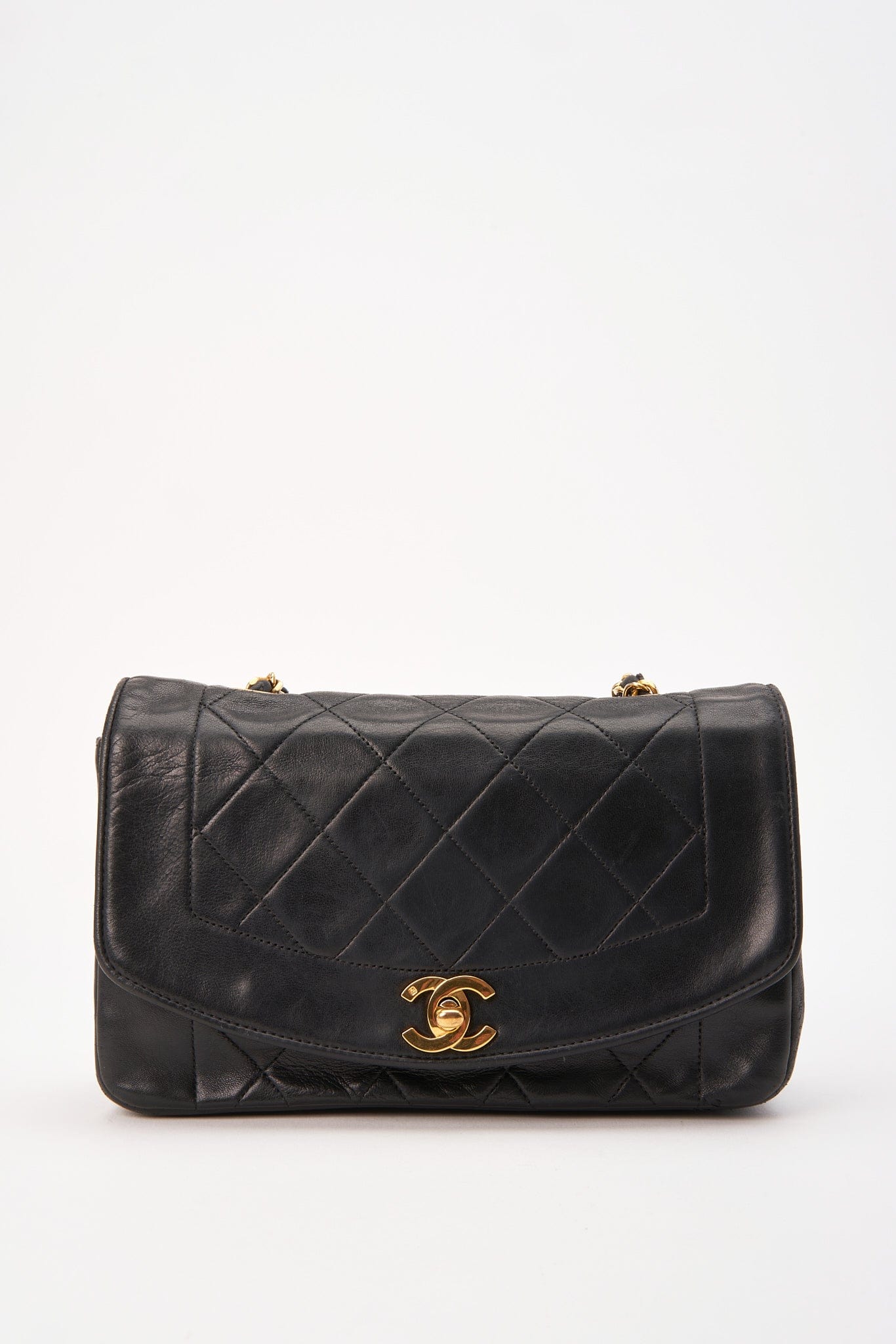 Vintage Chanel Diana Black Single Flap with 24k gold plated hardware