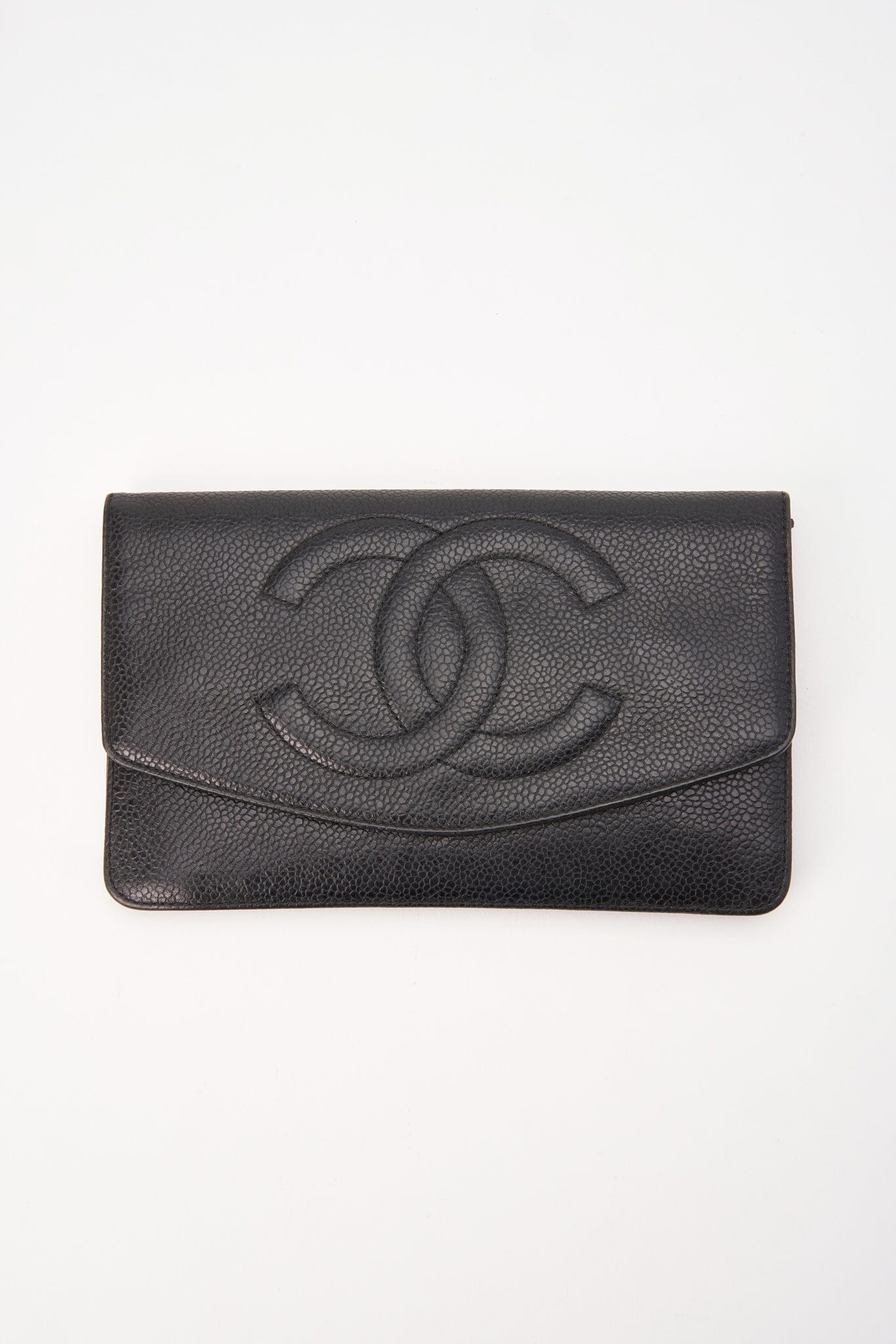 Vintage Chanel Black Caviar Leather Wallet