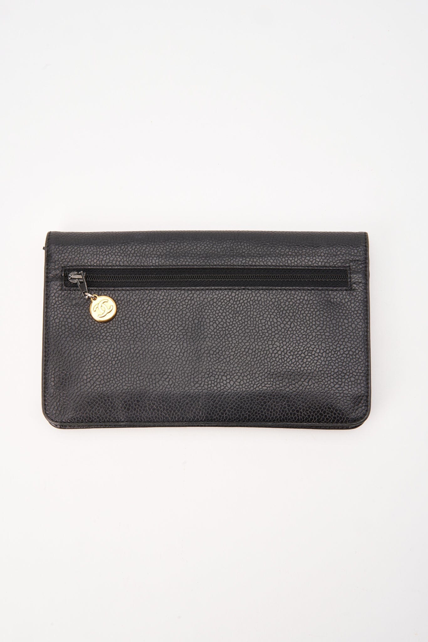 Vintage Chanel Black Caviar Leather Wallet