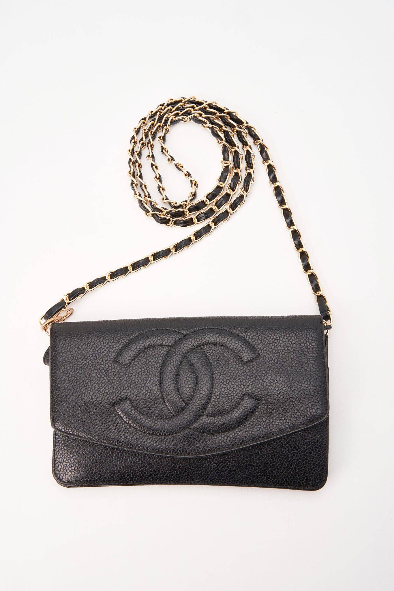 Vintage Chanel Black Caviar Leather Wallet