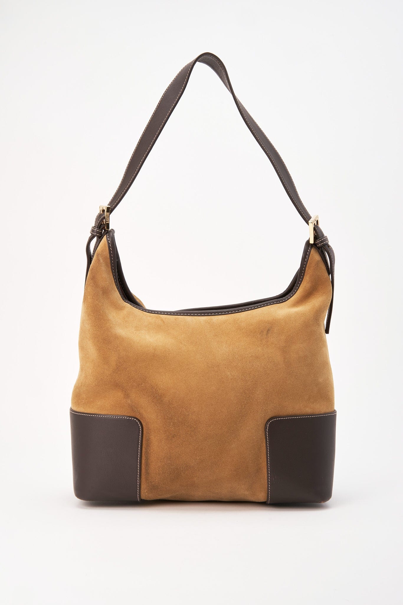 Vintage Loewe Beige Suede Shoulder Bag