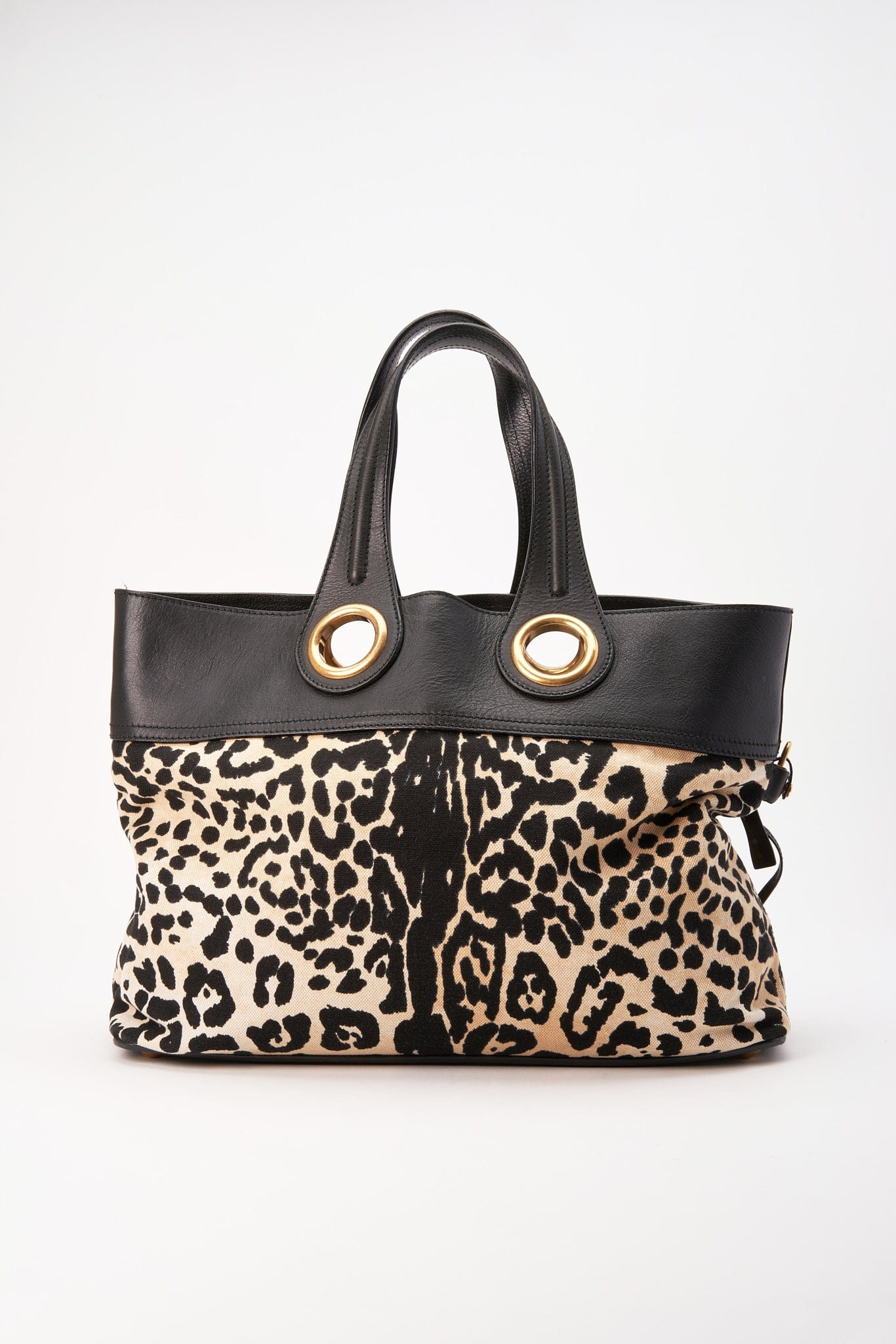 Vintage YSL Leopard Printed Canvas and Leather Tote Bag