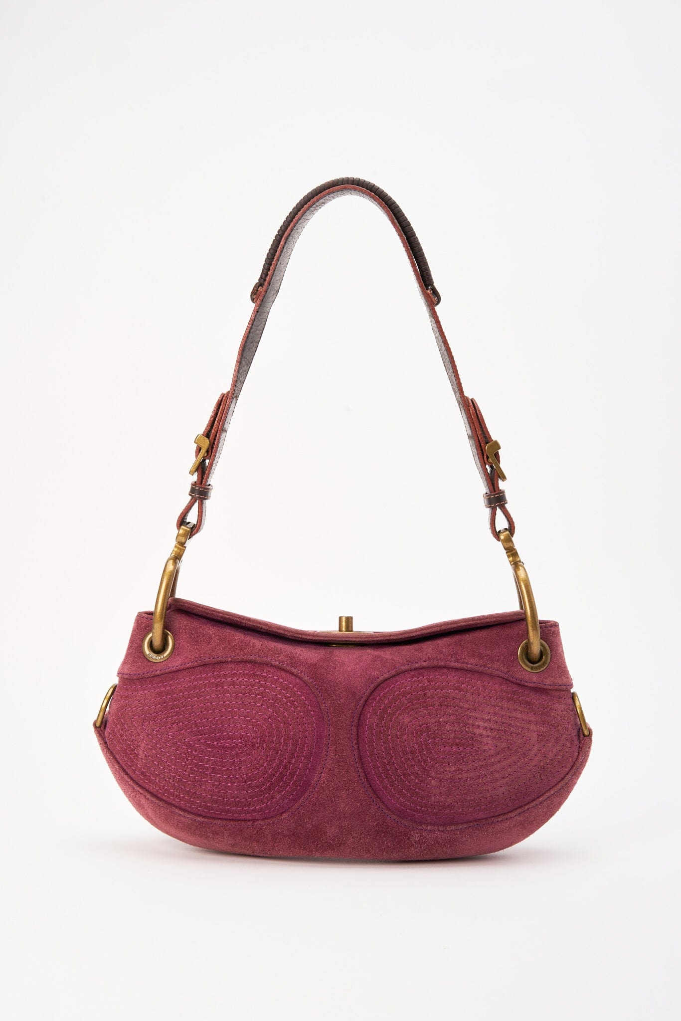 Vintage Loewe Purple Suede Shoulder Bag