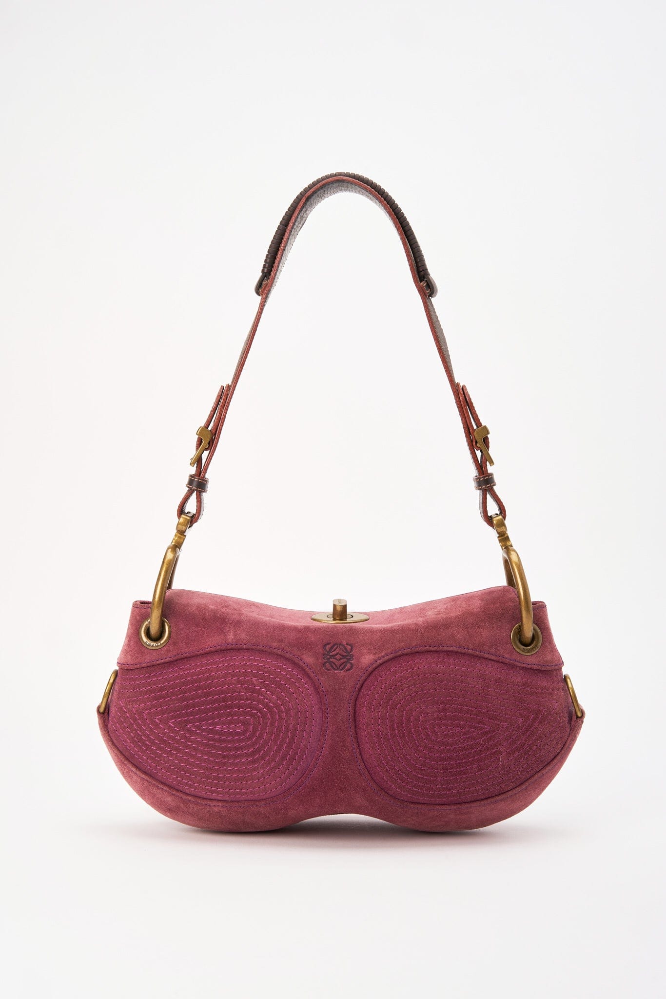 Vintage Loewe Purple Suede Shoulder Bag