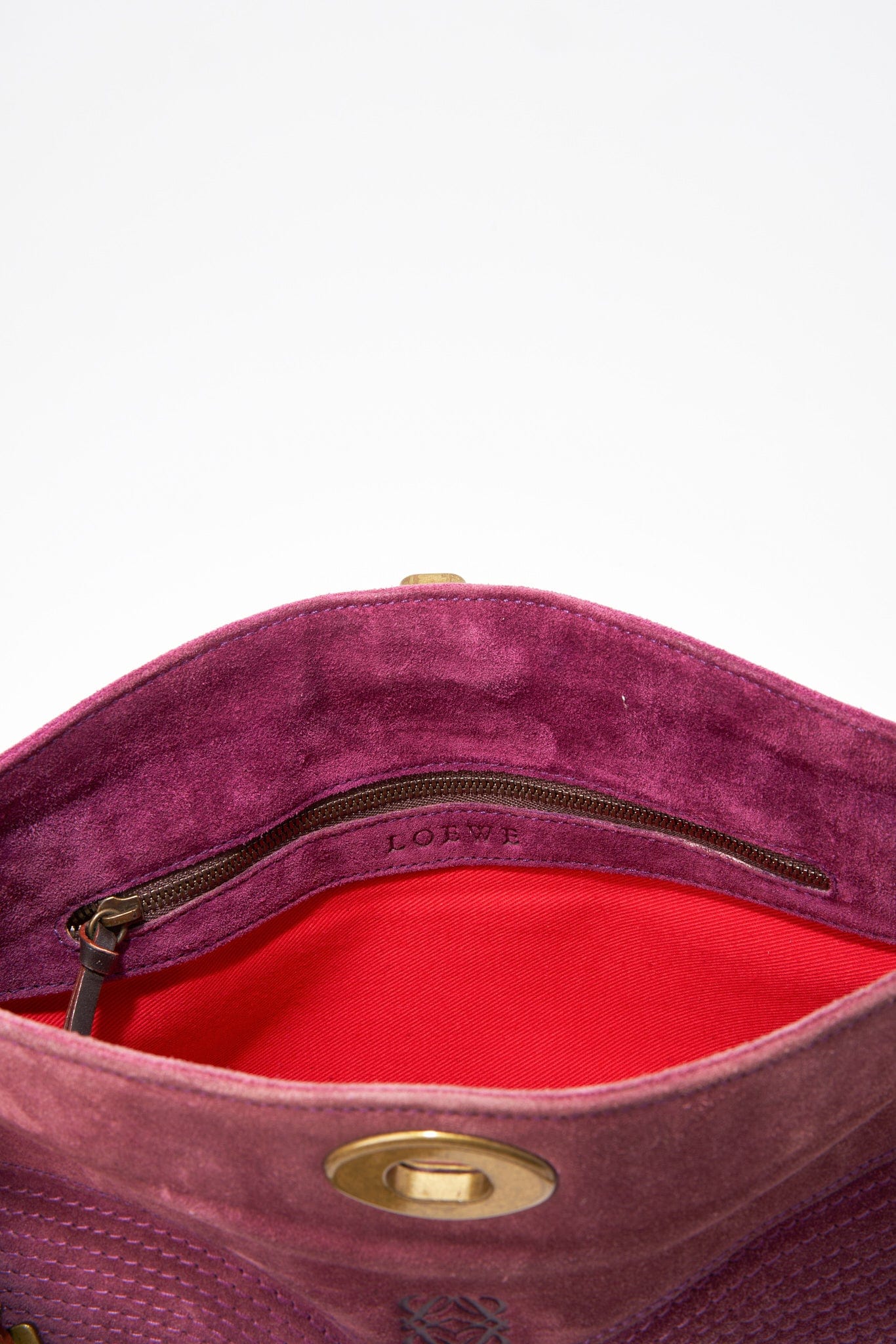 Vintage Loewe Purple Suede Shoulder Bag