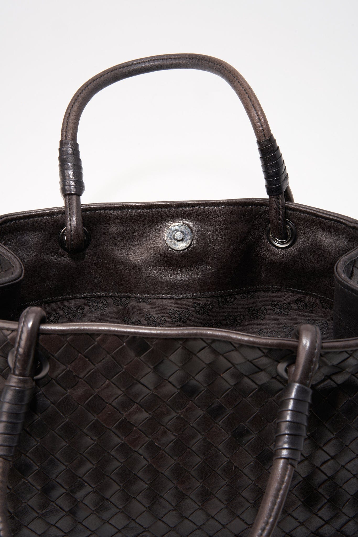 Vintage Bottega Veneta Brown Intrecciato Leather Tote Bag