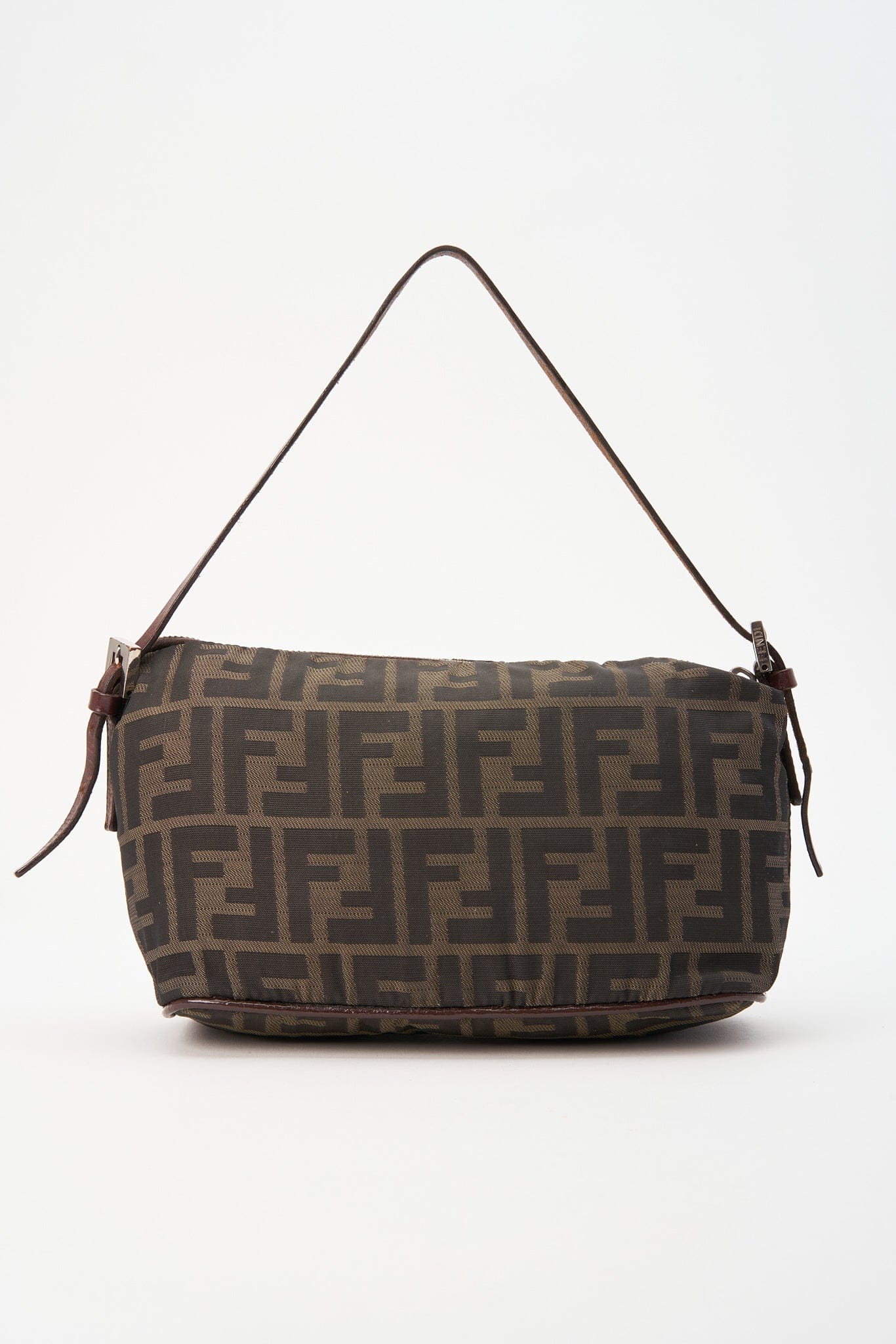 Vintage Fendi Brown Zucca Canvas Shoulder Bag