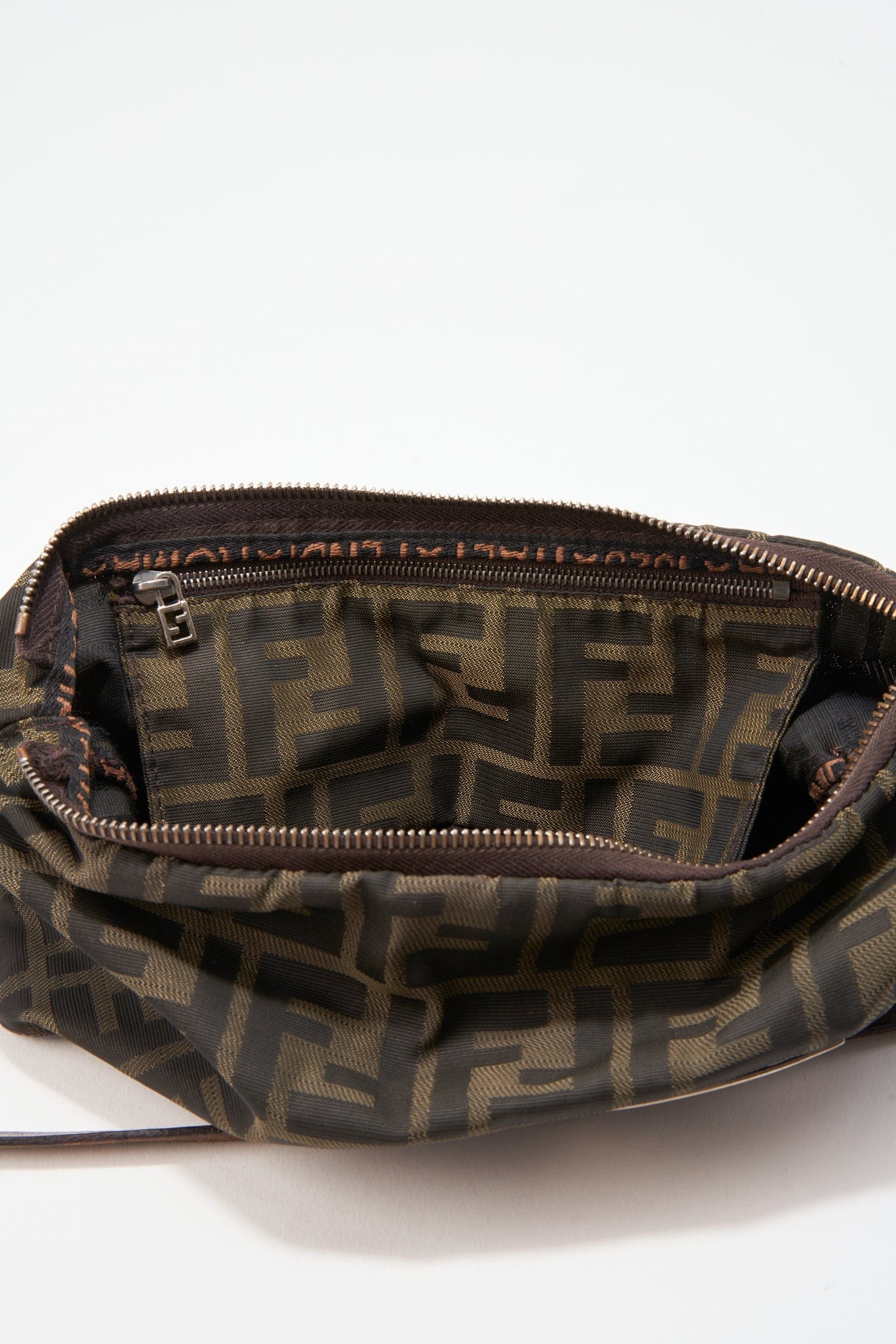 Vintage Fendi Brown Zucca Canvas Shoulder Bag