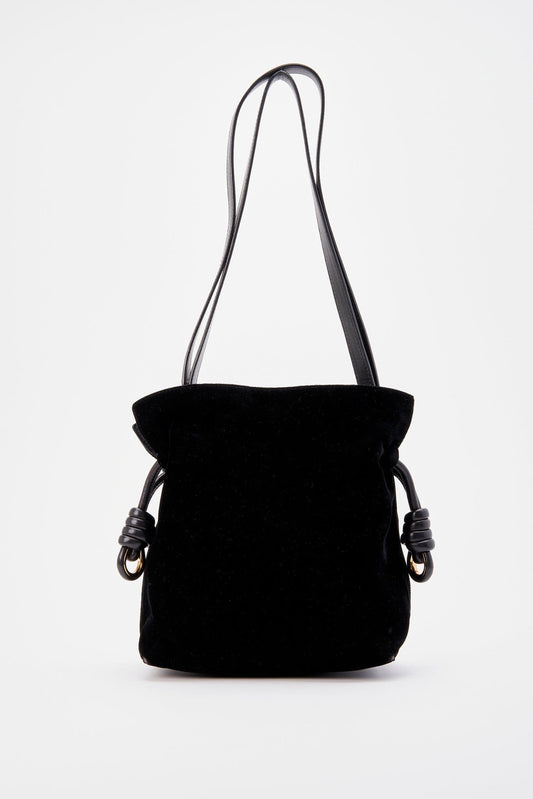 Loewe Flamenco Black Velvet and Leather Shoulder Bag