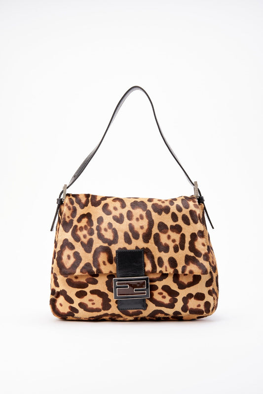 Fendi Vintage Mamma Baguette in Leopard Print Calf Hair