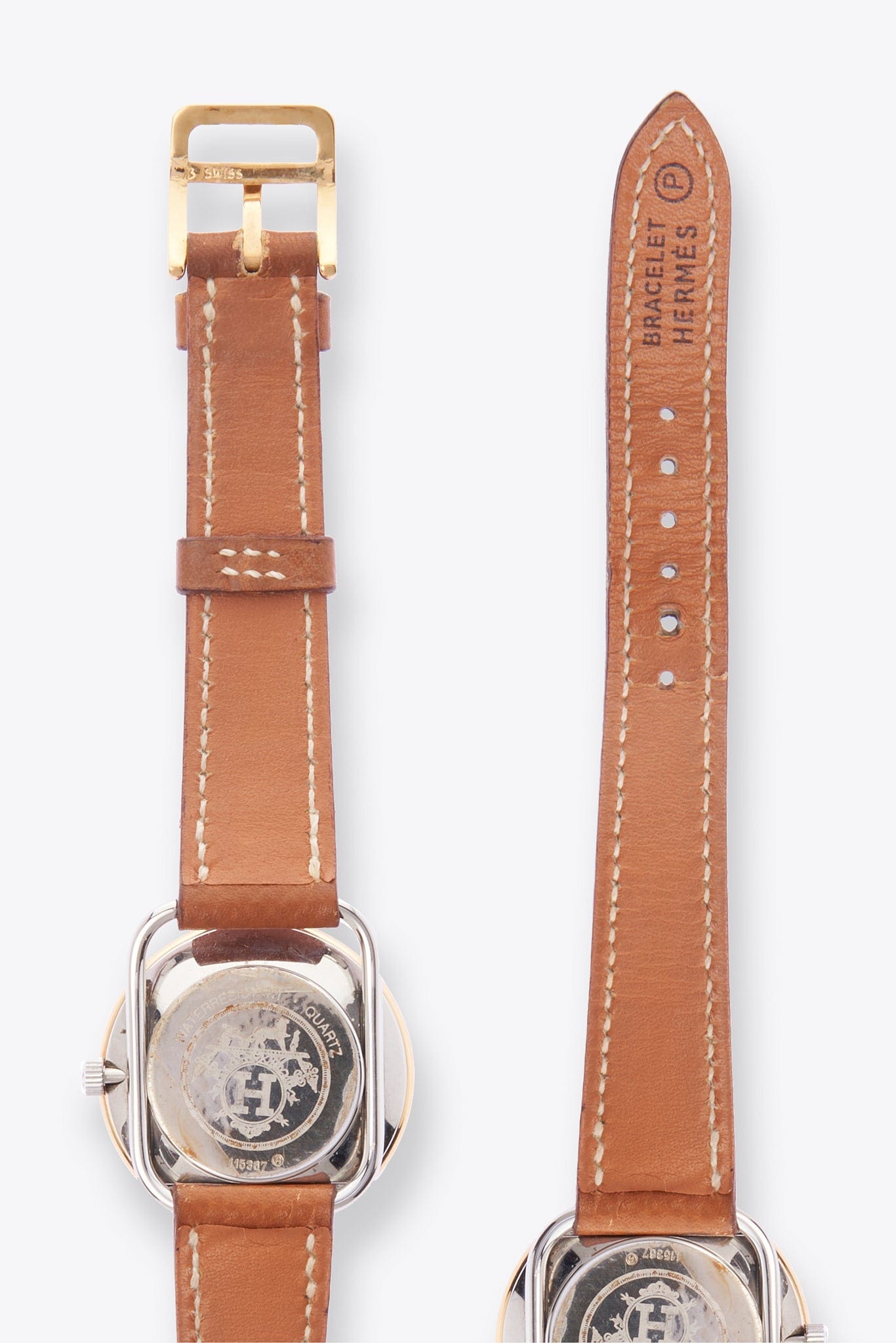 Vintage Hermès Arceau Gold Plated Watch With Tan Leather Strap