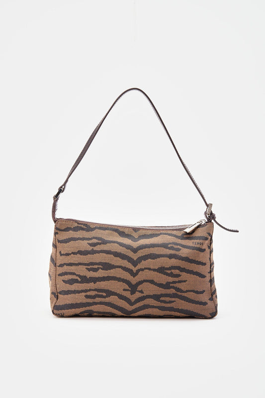 Vintage Fendi Shoulder Bag in Zebra Canvas