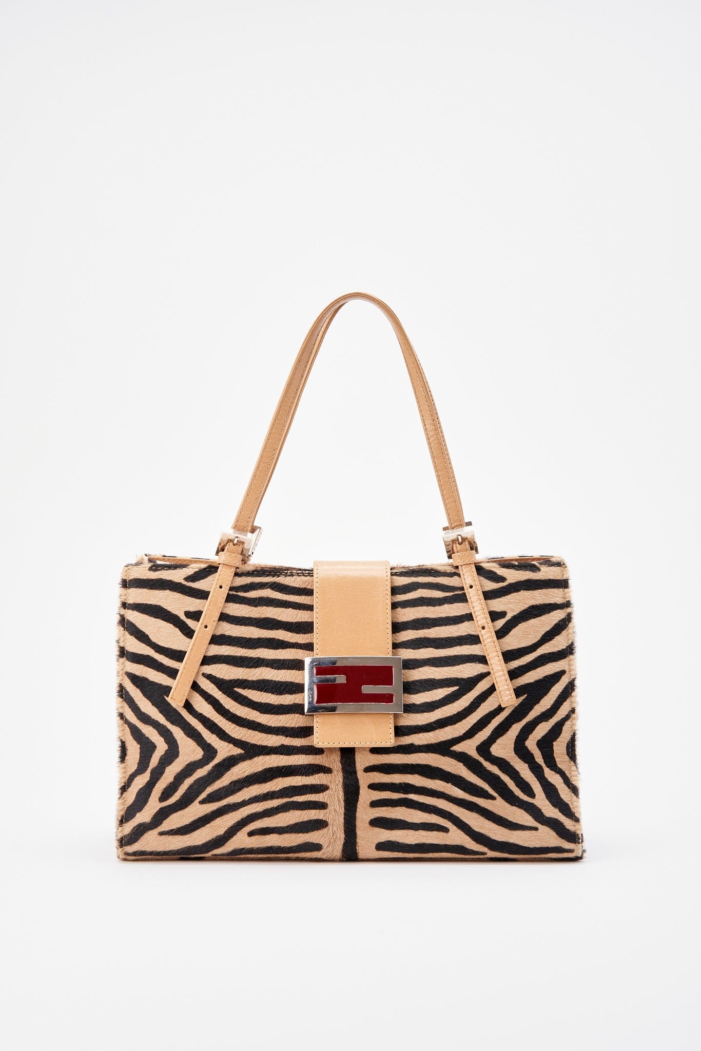 Vintage Fendi Zebra Printed Calf Hair Shoulder Bag