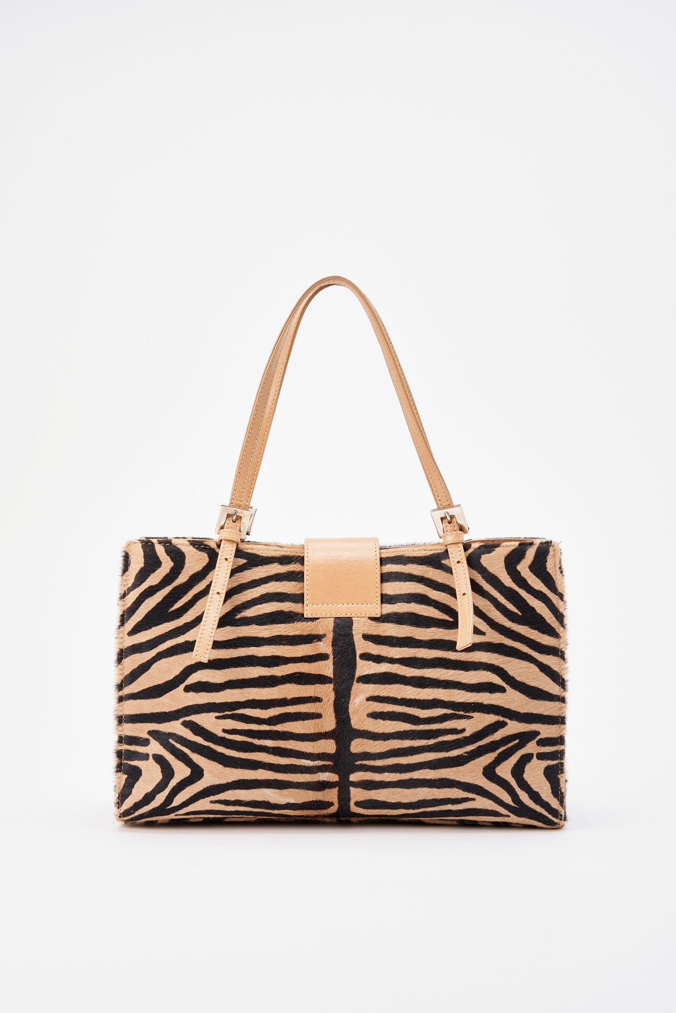 Vintage Fendi Zebra Printed Calf Hair Shoulder Bag