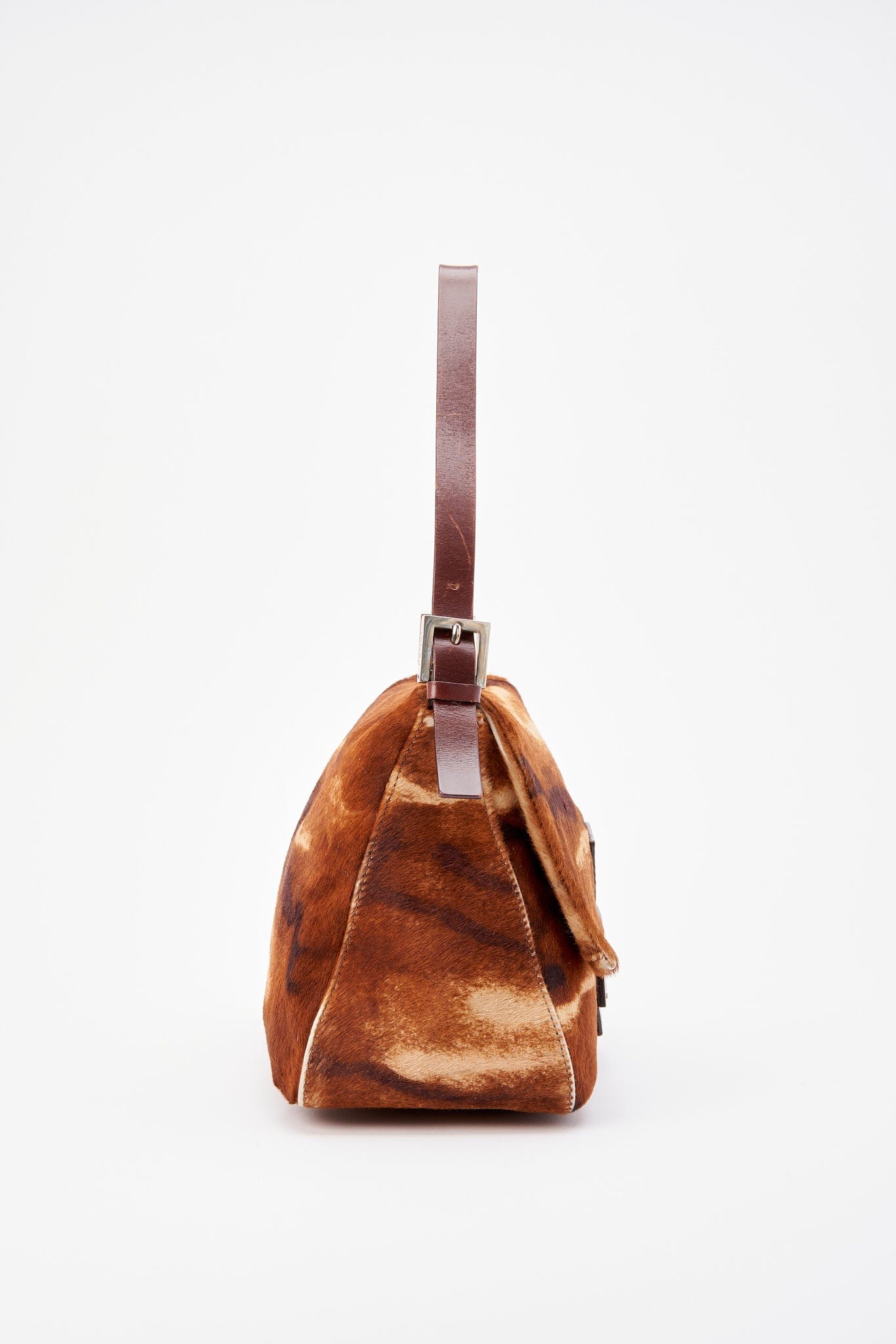 Fendi Vintage Mamma Baguette in Brown Printed Calf Hair