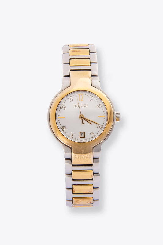 Vintage Gucci Round Gold And Silver Plated Watch