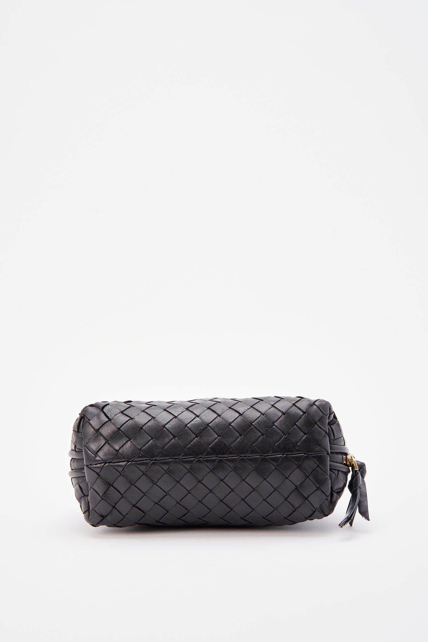 Vintage Bottega Veneta Black Intrecciato Leather Crossbody Bag