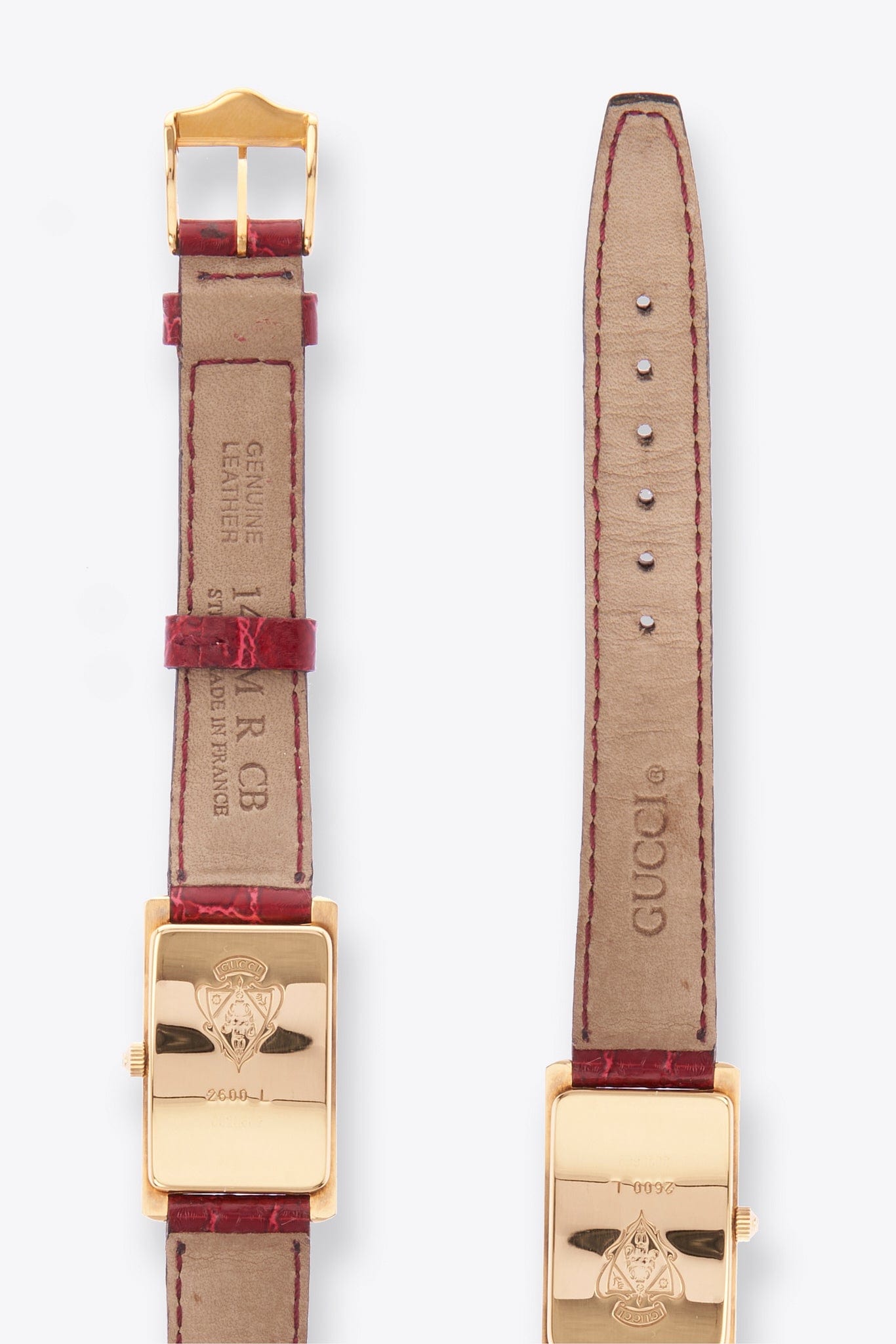 Vintage Gucci Gold Plated Watch with a Red Croc Leather Strap